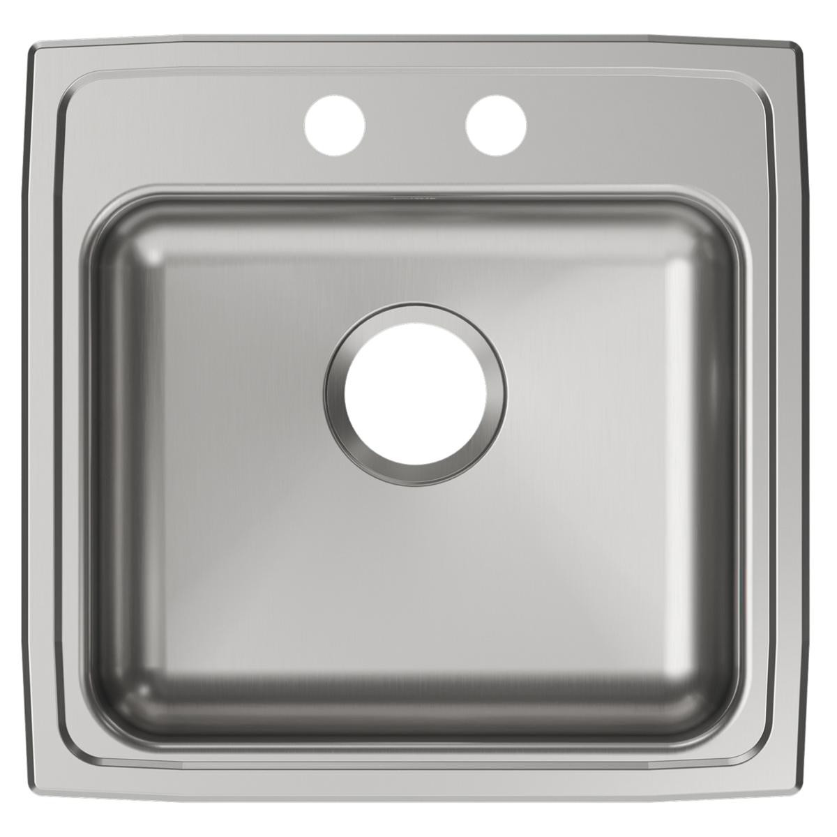 Elkay Lustertone Classic Stainless Steel 19-1/2" x 19" x 5", 2-Hole Single Bowl Drop-in ADA Sink