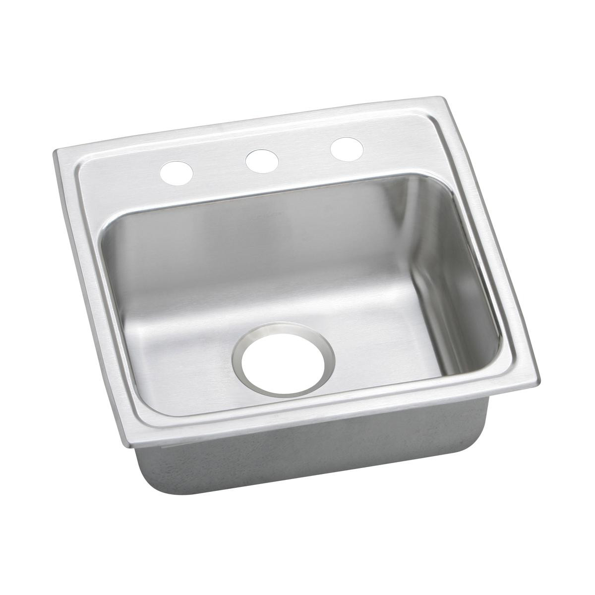 Elkay Lustertone Classic Stainless Steel 19-1/2" x 19" x 6" 3-Hole Single Bowl Drop-in ADA Sink with Quick-clip