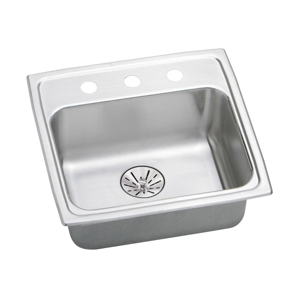 Elkay Lustertone Classic Stainless Steel 19-1/2" x 19" x 6-1/2" 1-Hole Single Bowl Drop-in ADA Sink with Perfect Drain and Quick-clip