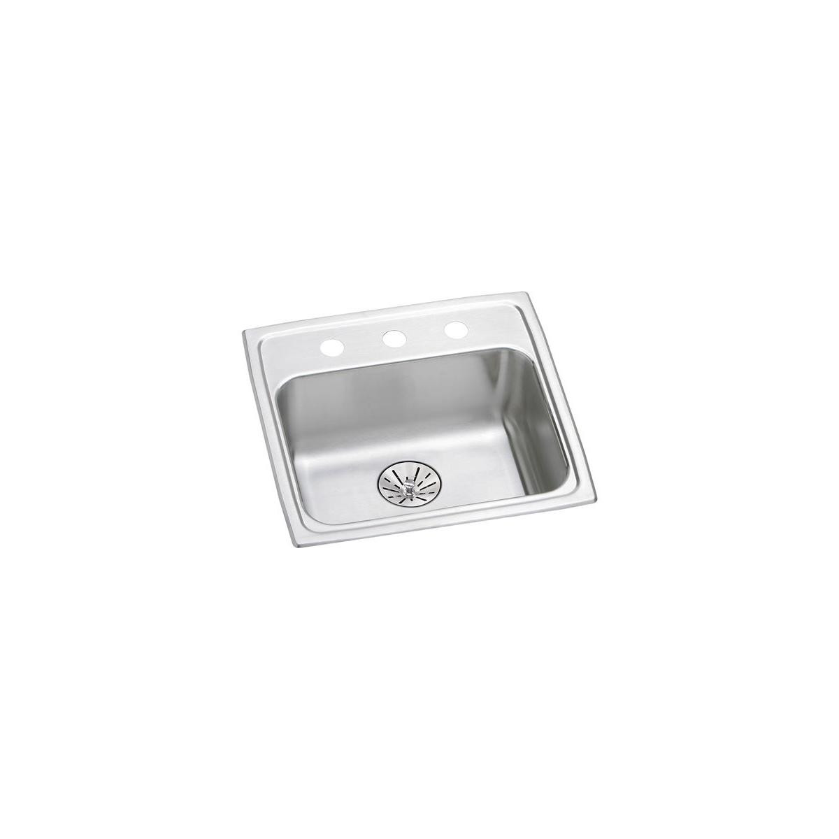 Elkay Lustertone Classic Stainless Steel 19-1/2" x 19" x 6-1/2" 2-Hole Single Bowl Drop-in ADA Sink with Perfect Drain