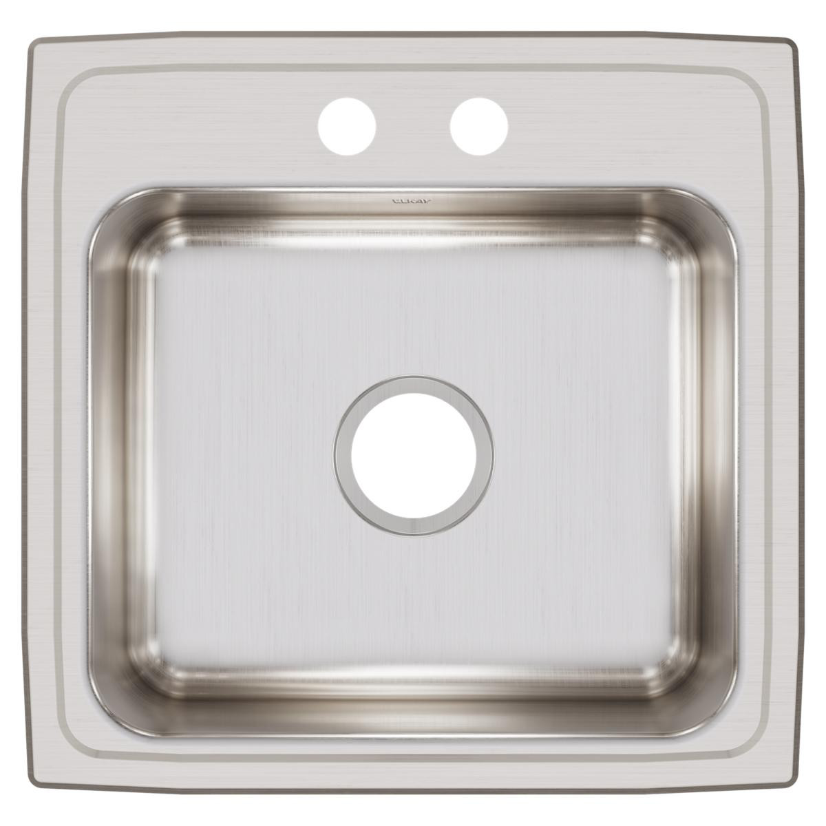 Elkay Lustertone Classic Stainless Steel 19-1/2" x 19" x 7-1/2" 2-Hole Single Bowl Drop-in Sink with Quick-clip