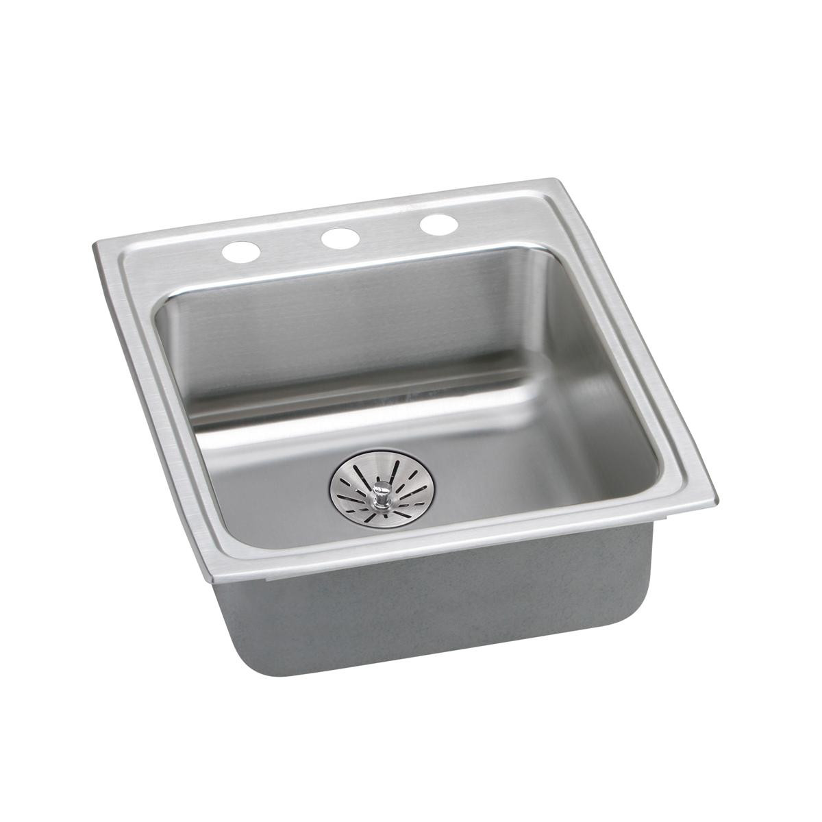 Elkay Lustertone Classic Stainless Steel 19-1/2" x 22" x 6-1/2", 2-Hole Single Bowl Drop-in ADA Sink with Perfect Drain and Quick-clip