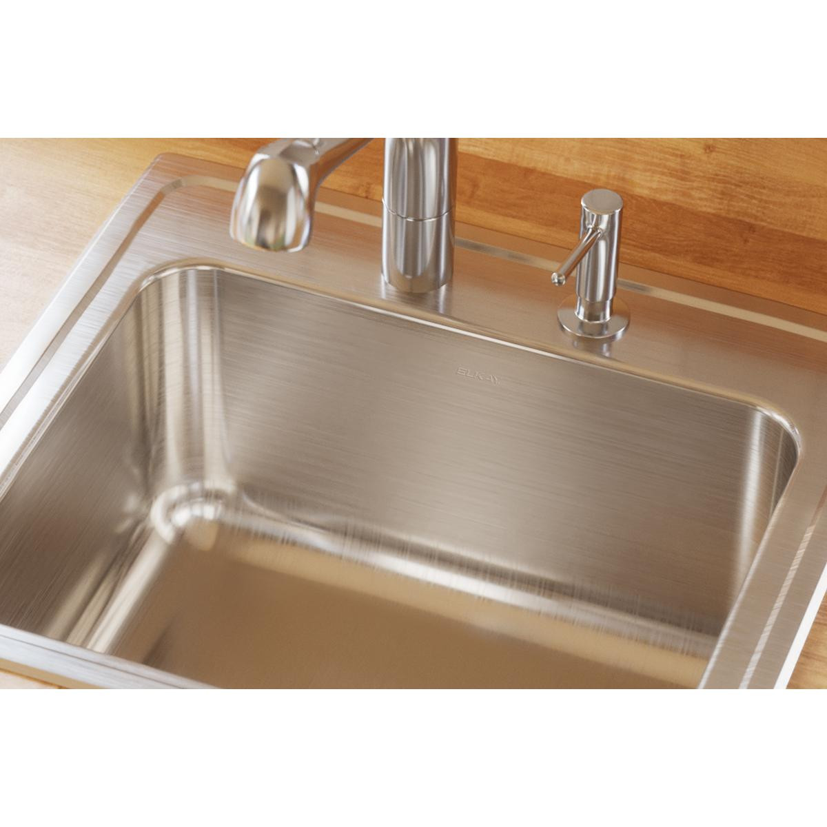 Elkay Lustertone Classic Stainless Steel 22" x 19-1/2" x 10-1/8" 3-Hole Single Bowl Drop-in Sink with Perfect Drain