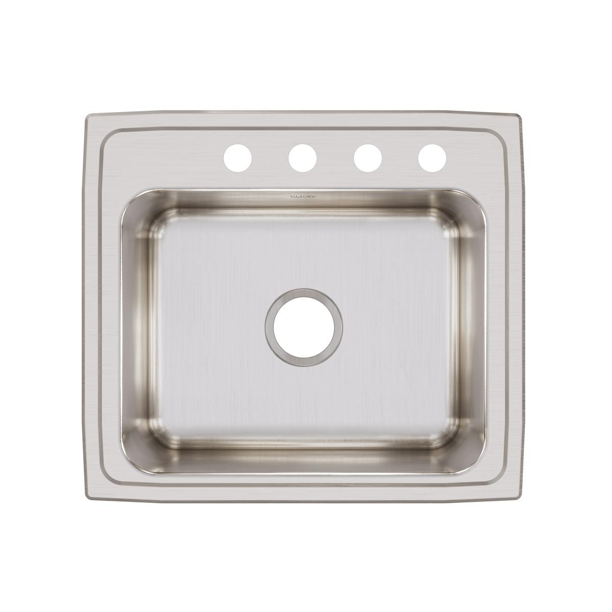 Elkay Lustertone Classic Stainless Steel 22" x 19-1/2" x 10-1/8" 4-Hole Single Bowl Drop-in Sink with Quick-clip