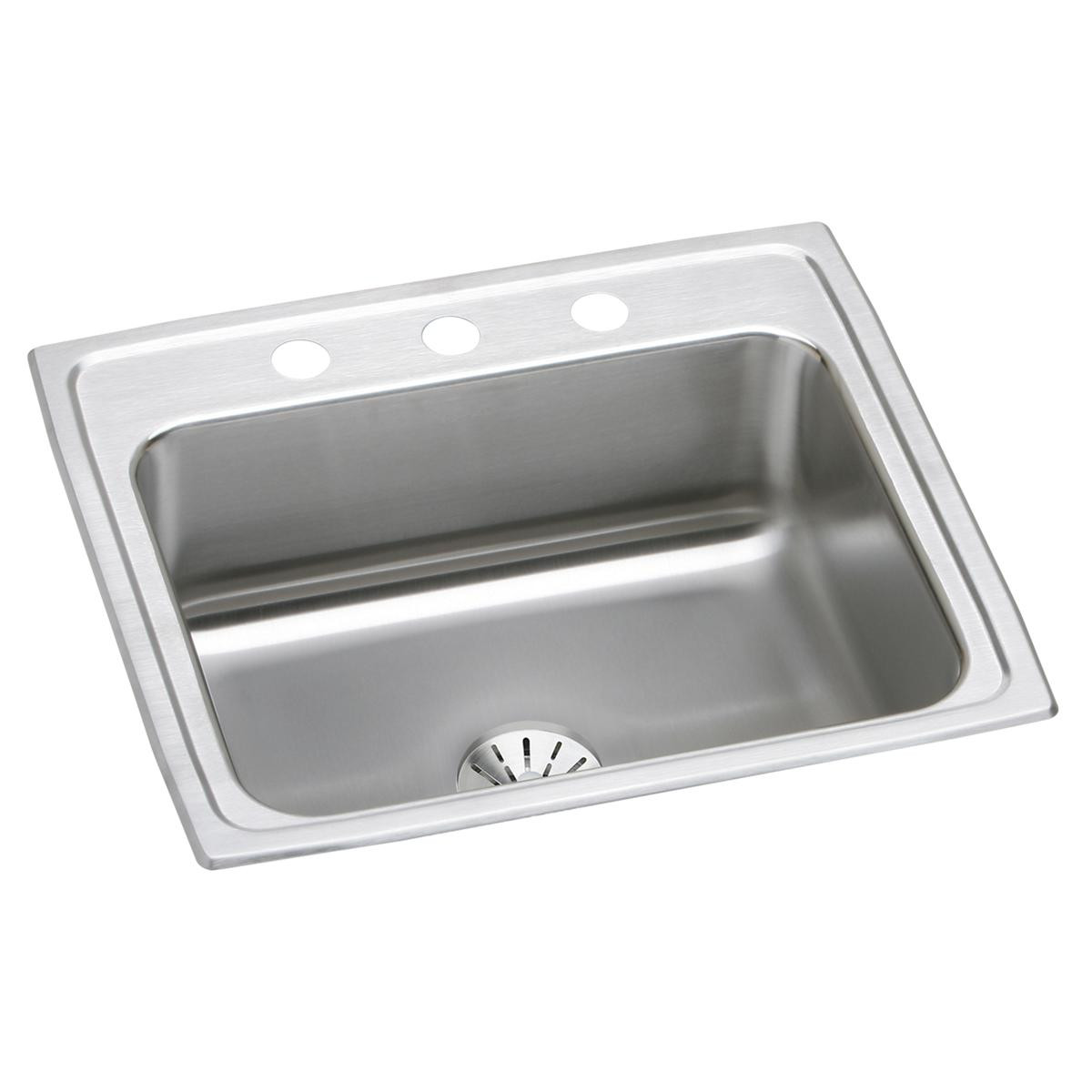 Elkay Lustertone Classic Stainless Steel 22" x 19-1/2" x 7-5/8" 4-Hole Single Bowl Drop-in Sink with Perfect Drain