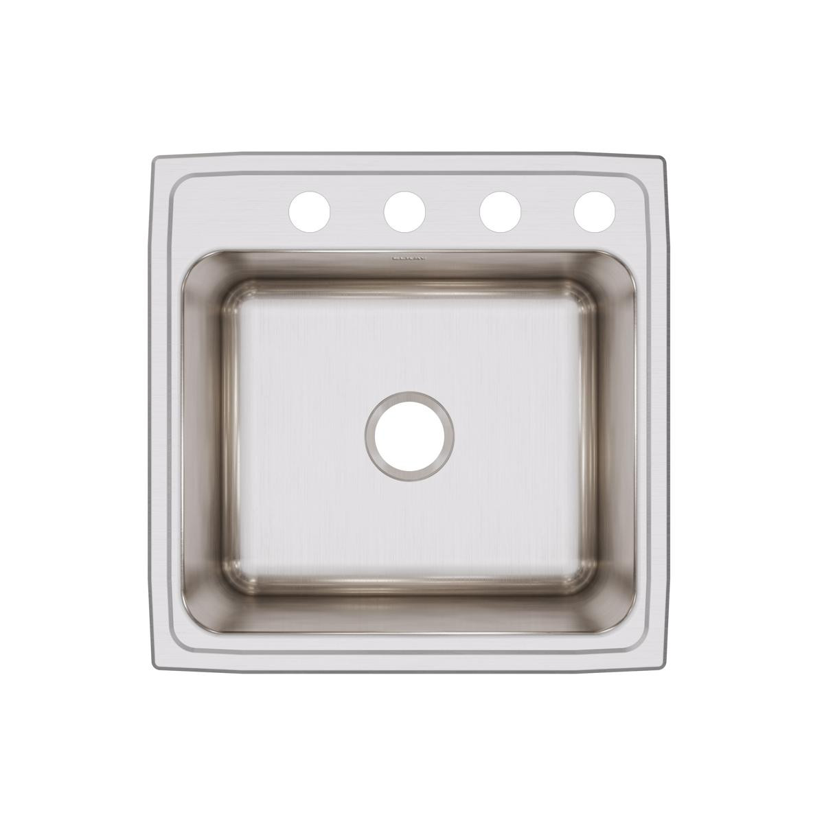 Elkay Lustertone Classic Stainless Steel 22" x 22" x 12-1/8" 4-Hole Single Bowl Drop-in Sink