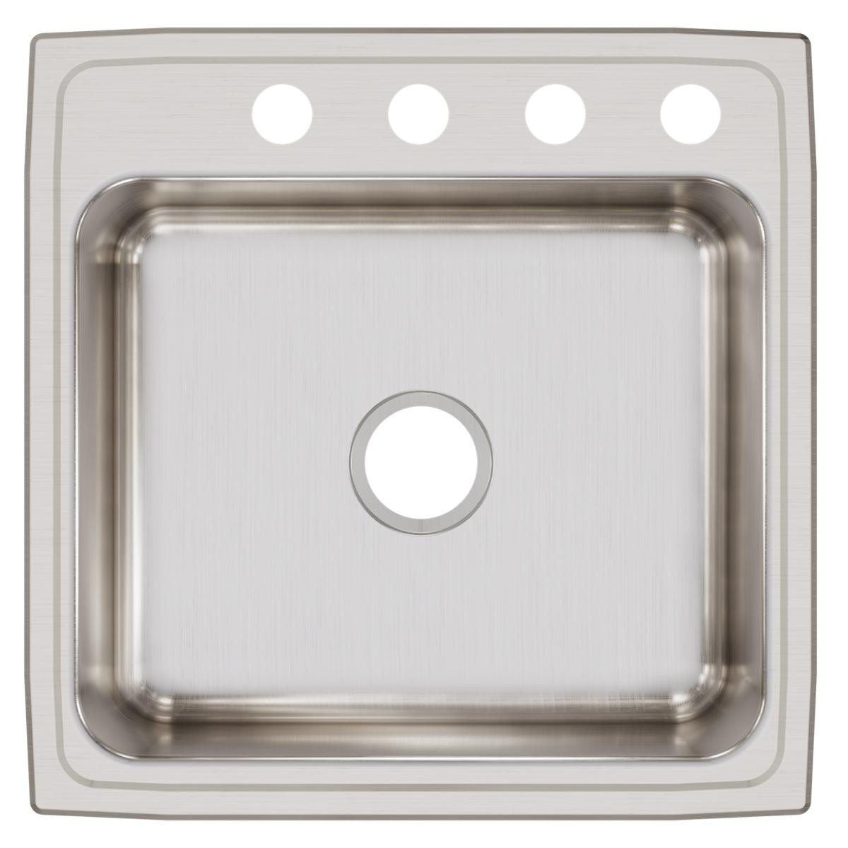 Elkay Lustertone Classic Stainless Steel 22" x 22" x 7-5/8", 4-Hole Single Bowl Drop-in Sink