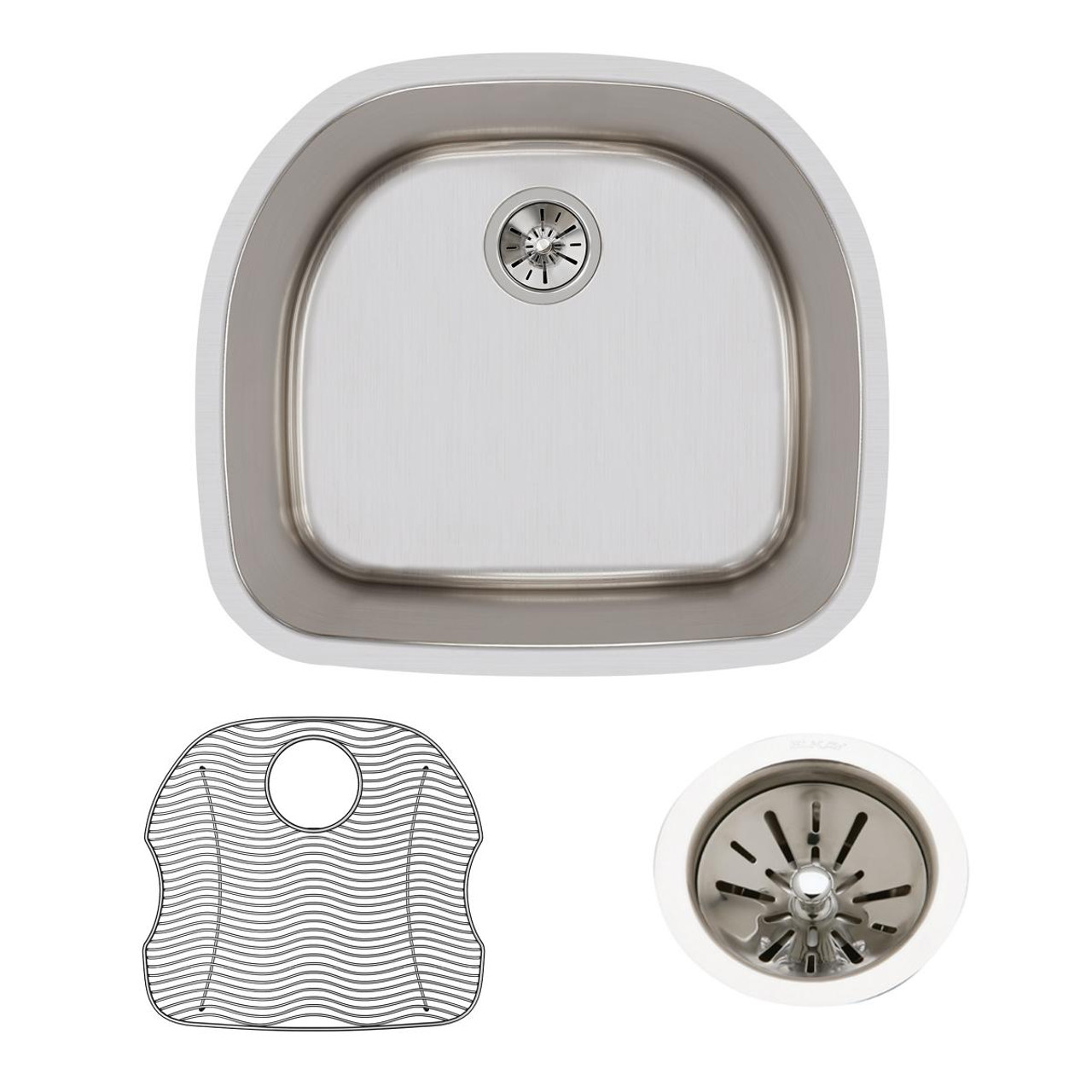 Elkay Lustertone Classic Stainless Steel 23-5/8" x 21-1/4" x 10" Single Bowl Undermount Sink Kit