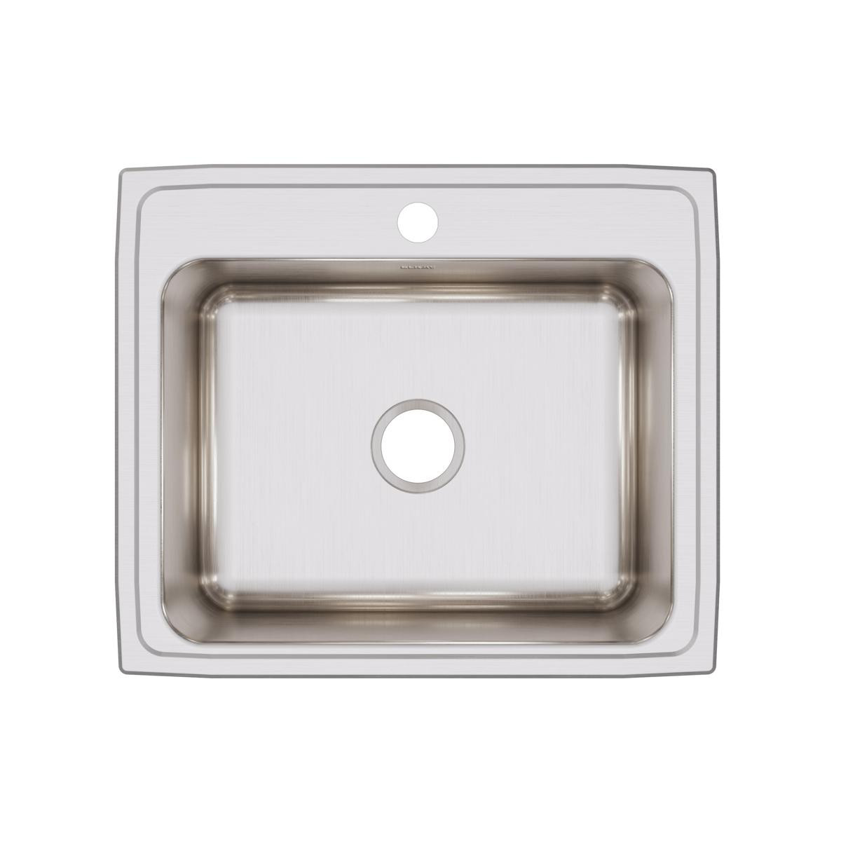 Elkay Lustertone Classic Stainless Steel 25" x 21-1/4" x 10-1/8" 1-Hole Single Bowl Drop-in Sink