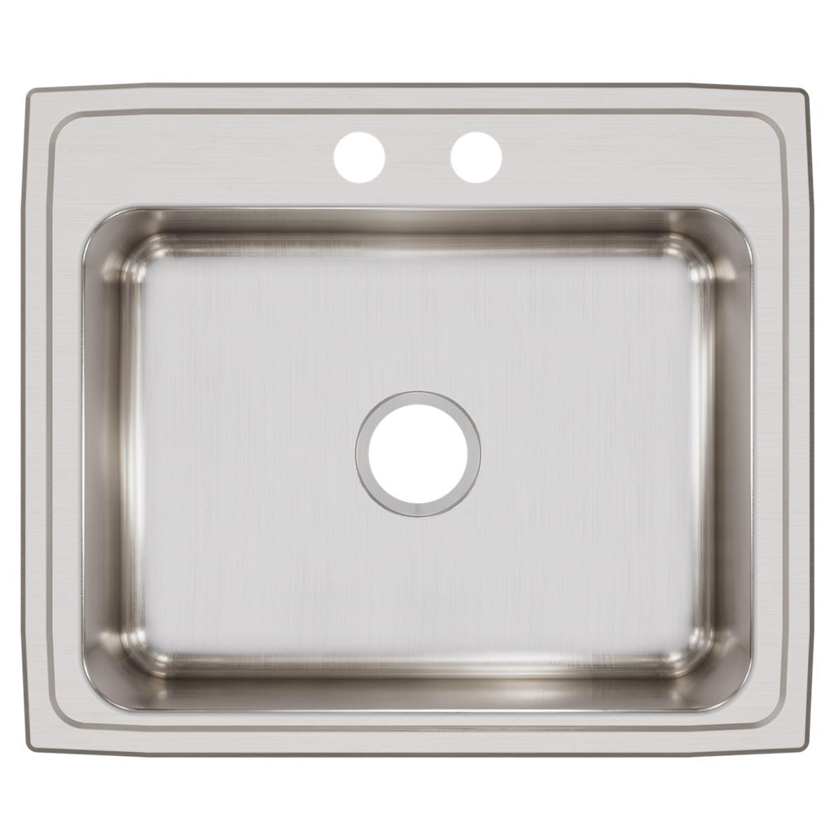 Elkay Lustertone Classic Stainless Steel 25" x 21-1/4" x 7-7/8" 2-Hole Single Bowl Drop-in Sink with Quick-clip