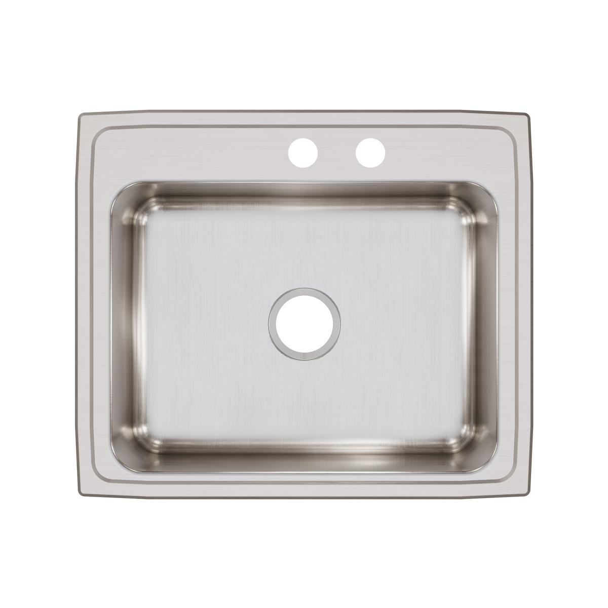 Elkay Lustertone Classic Stainless Steel 25" x 21-1/4" x 7-7/8" MR2-Hole Single Bowl Drop-in Sink