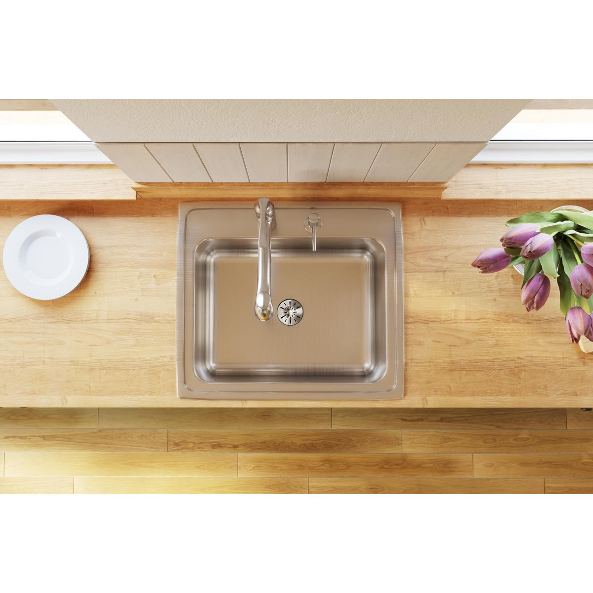 Elkay Lustertone Classic Stainless Steel 25" x 22" x 10-3/8" Single Bowl Drop-in Sink with Perfect Drain