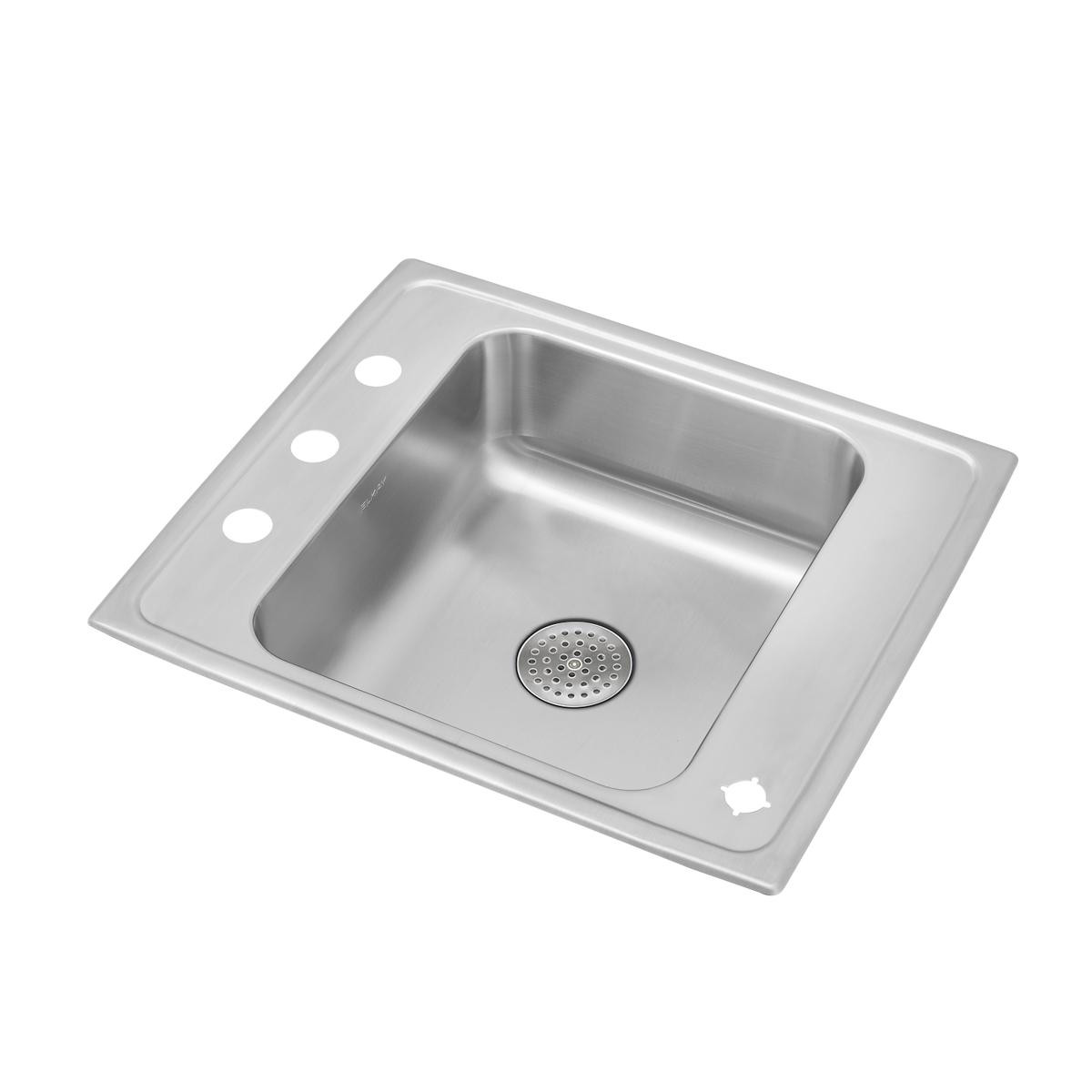 Elkay Lustertone Classic Stainless Steel 25" x 22" x 7-5/8" Single Drop-in Classroom Sink w/Perfect Drain Grid