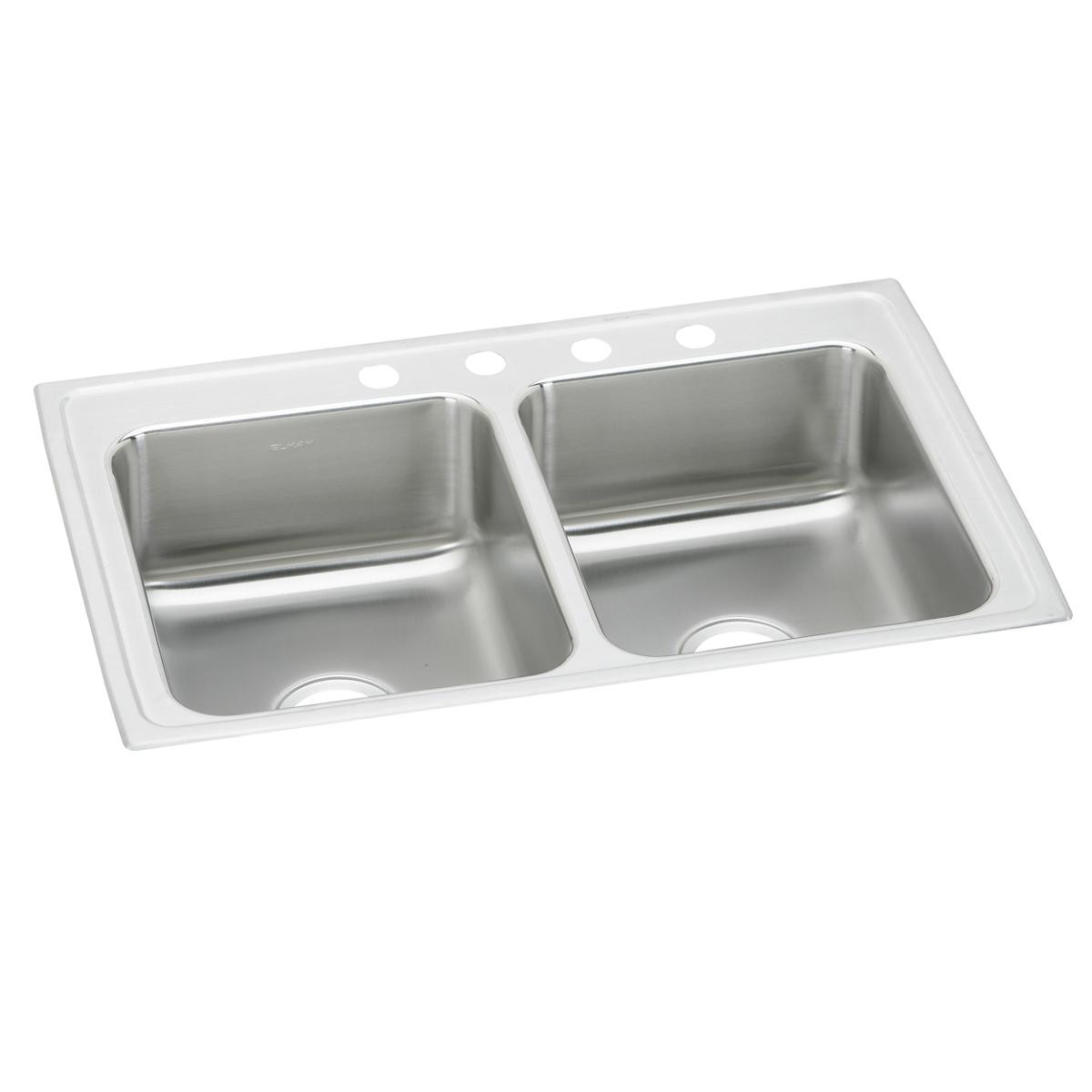 Elkay Lustertone Classic Stainless Steel 29" x 18" x 5", 0-Hole Equal Double Bowl Drop-in ADA Sink