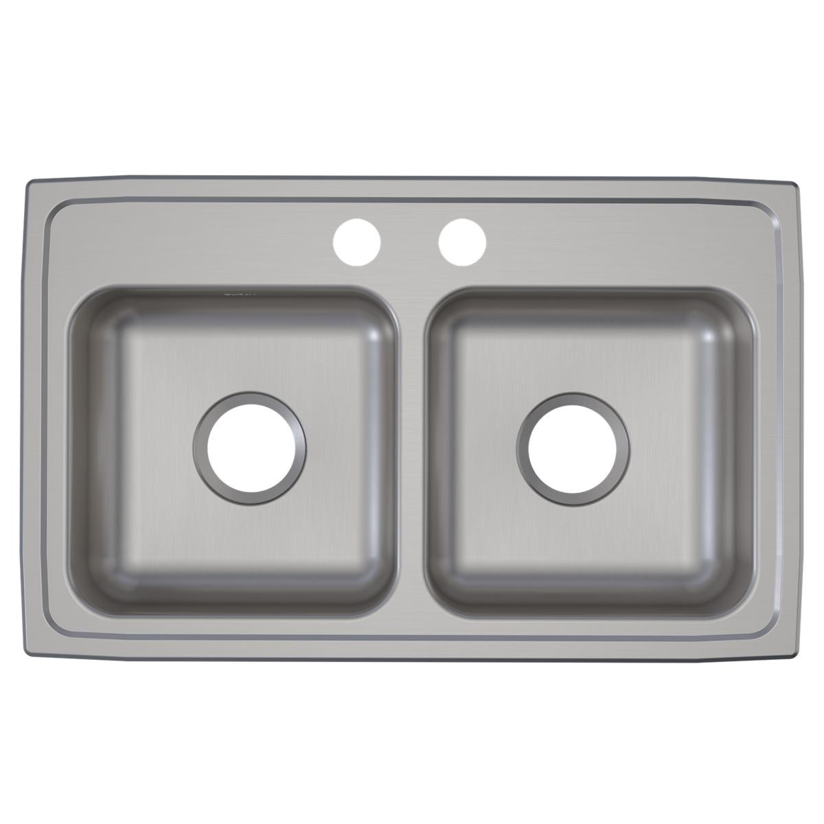 Elkay Lustertone Classic Stainless Steel 29" x 18" x 5-1/2", 2-Hole Equal Double Bowl Drop-in ADA Sink