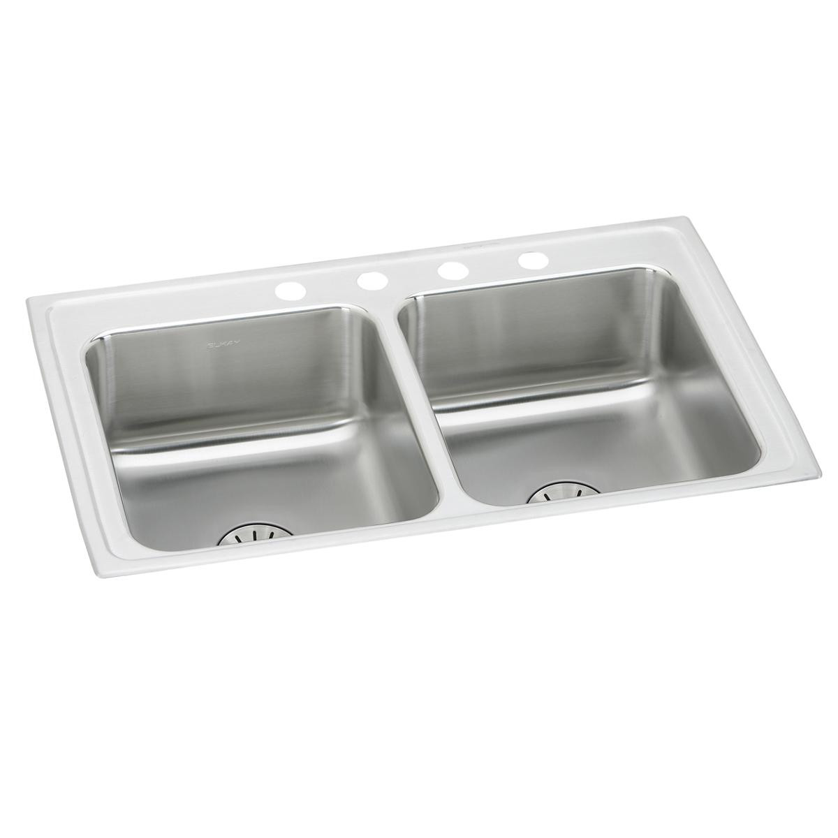 Elkay Lustertone Classic Stainless Steel 29" x 22" x 6-1/2", 0-Hole Equal Double Bowl Drop-in ADA Sink with Perfect Drain