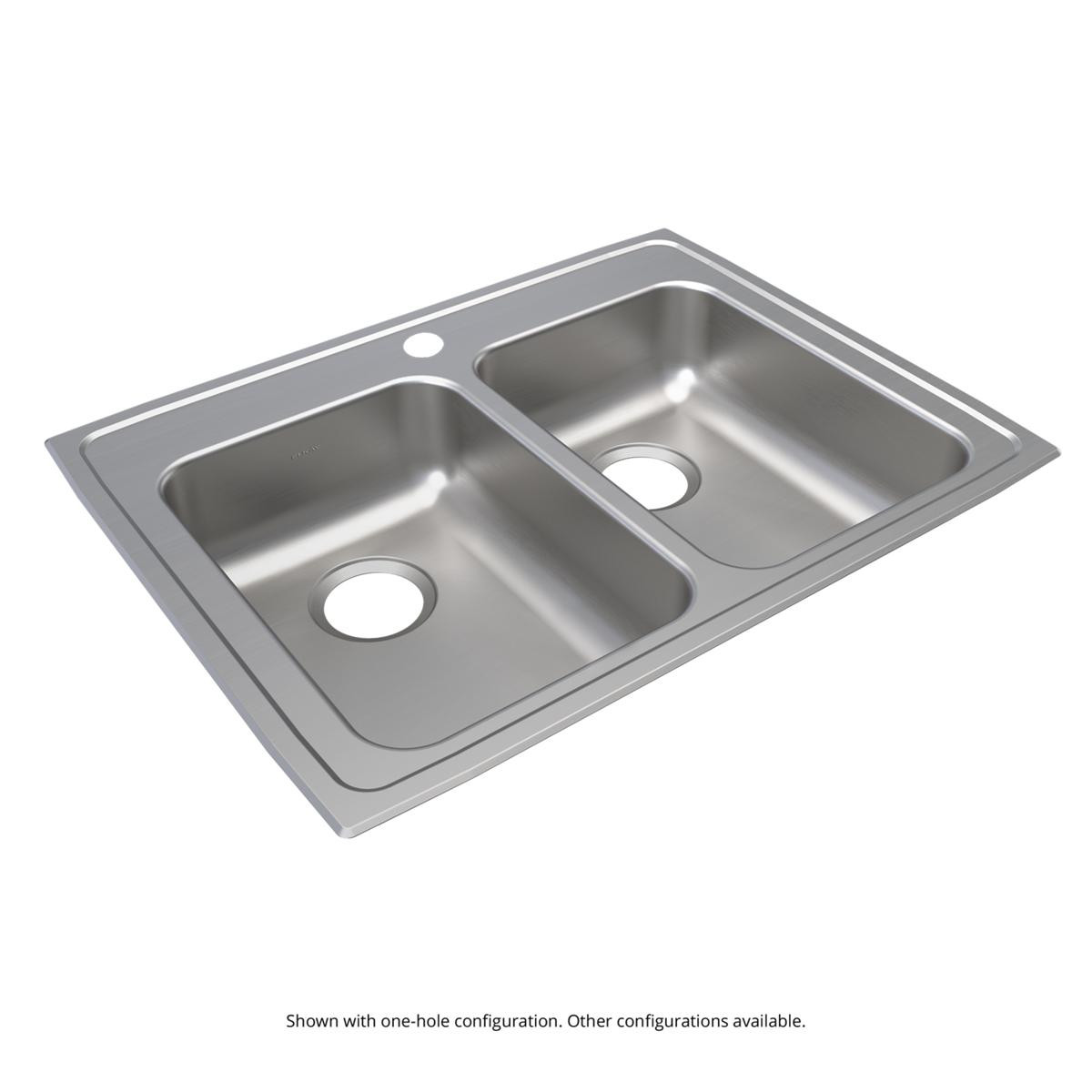 Elkay Lustertone Classic Stainless Steel 29" x 22" x 6-1/2", 1-Hole Equal Double Bowl Drop-in ADA Sink