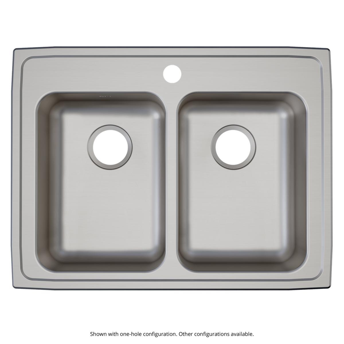 Elkay Lustertone Classic Stainless Steel 29" x 22" x 6-1/2", 1-Hole Equal Double Bowl Drop-in ADA Sink