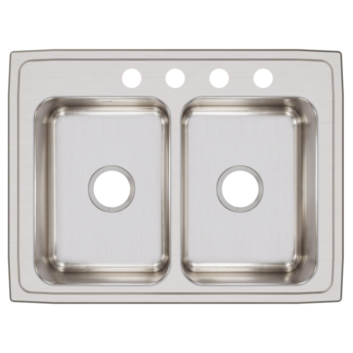 Elkay Lustertone Classic Stainless Steel 29" x 22" x 7-5/8", 4-Hole Equal Double Bowl Drop-in Sink