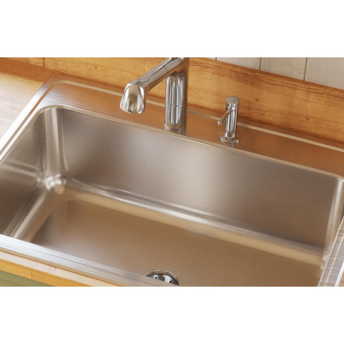 Elkay Lustertone Classic Stainless Steel 31" x 22" x 10-1/8" 3-Hole Single Bowl Drop-in Sink with Perfect Drain