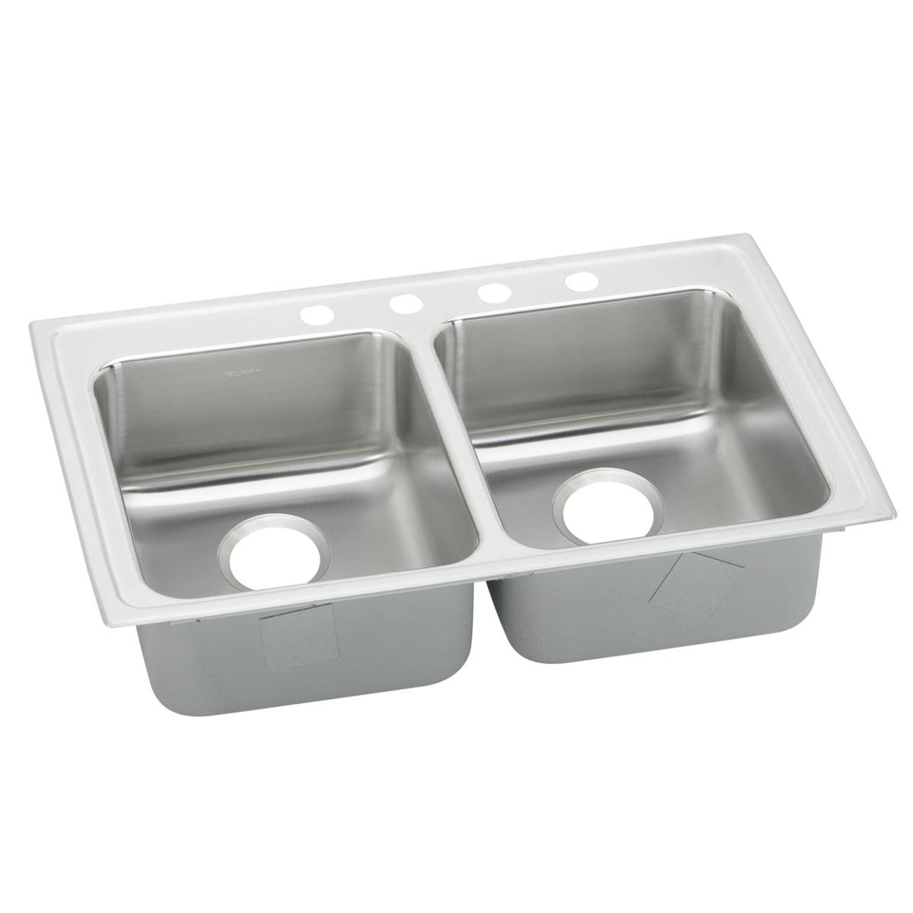 Elkay Lustertone Classic Stainless Steel 33" x 19-1/2" x 6-1/2" 1-Hole Equal Double Bowl Drop-in ADA Sink with Quick-clip