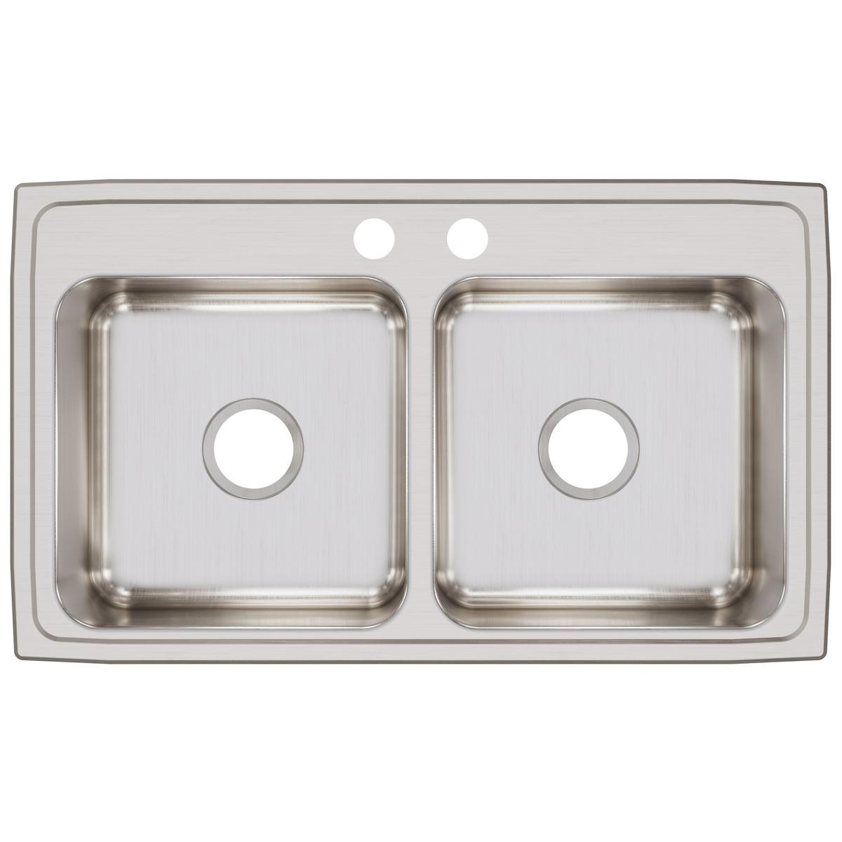 Elkay Lustertone Classic Stainless Steel 33" x 19-1/2" x 7-5/8", 2-Hole Equal Double Bowl Drop-in Sink