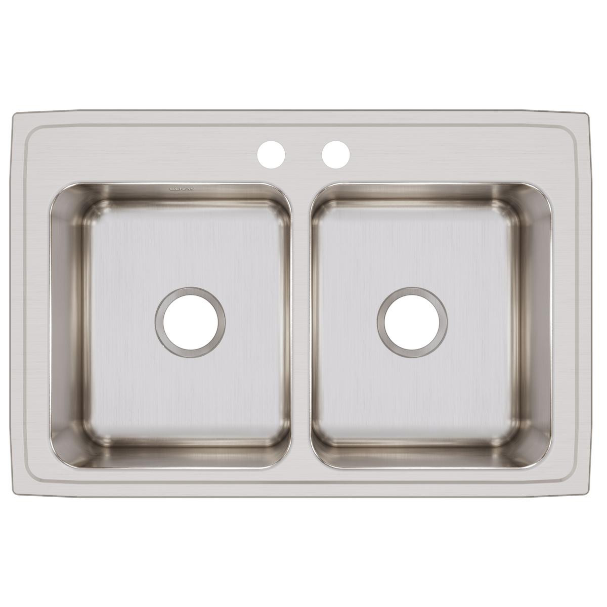 Elkay Lustertone Classic Stainless Steel 33" x 22" x 12-1/8" 2-Hole Equal Double Bowl Drop-in Sink with Quick-clip