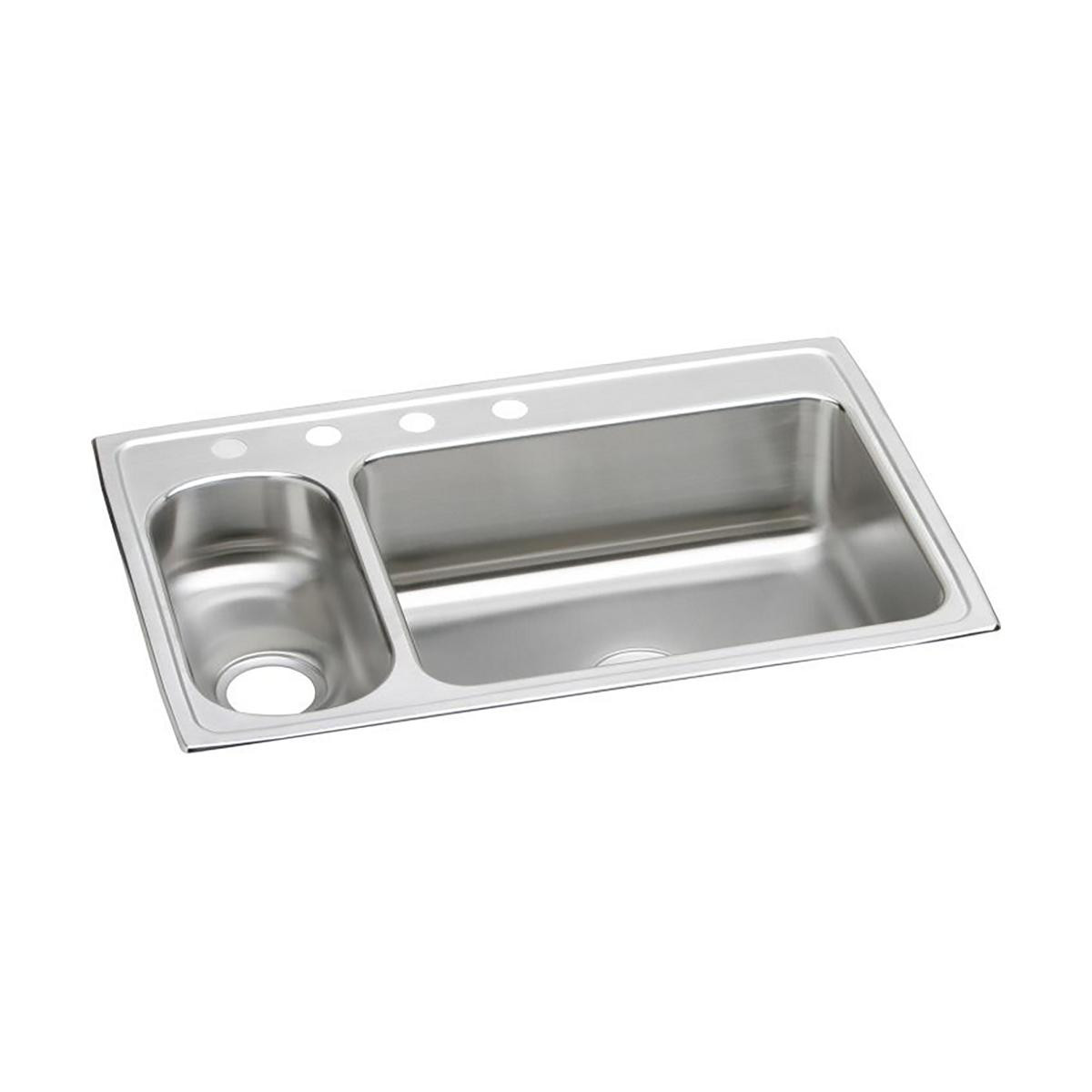 Elkay Lustertone Classic Stainless Steel 33" x 22" x 7-7/8", 1-Hole 30/70 Double Bowl Drop-in Sink