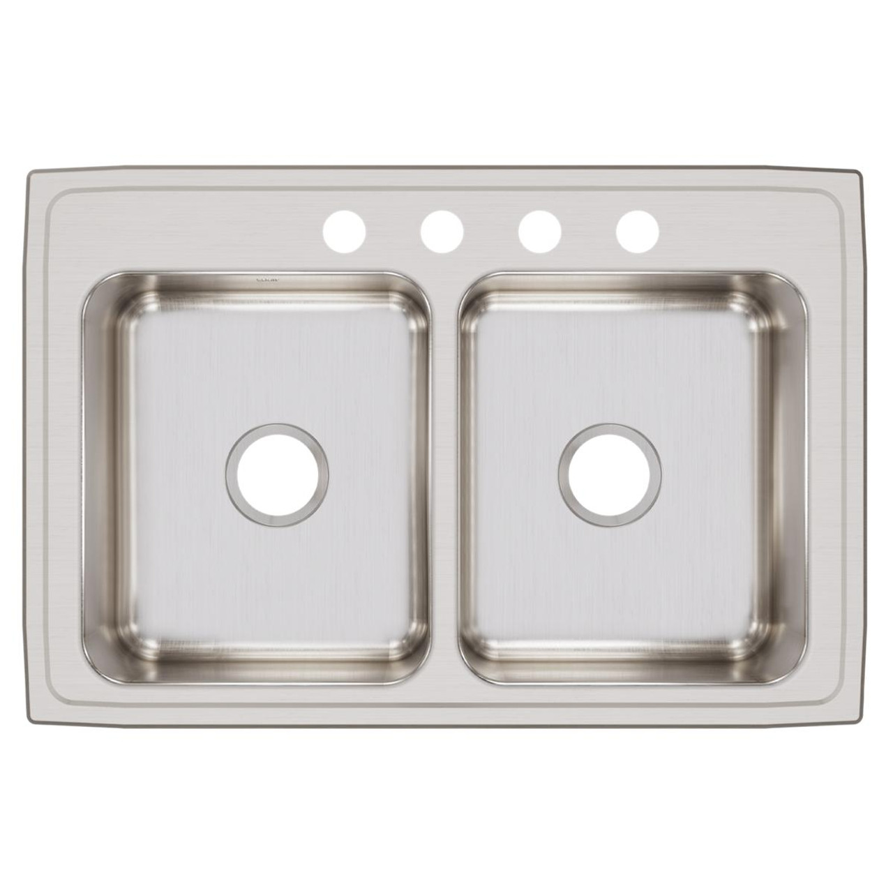 Elkay Lustertone Classic Stainless Steel 33" x 22" x 8-1/8" 4-Hole Equal Double Bowl Drop-in Sink with Quick-clip