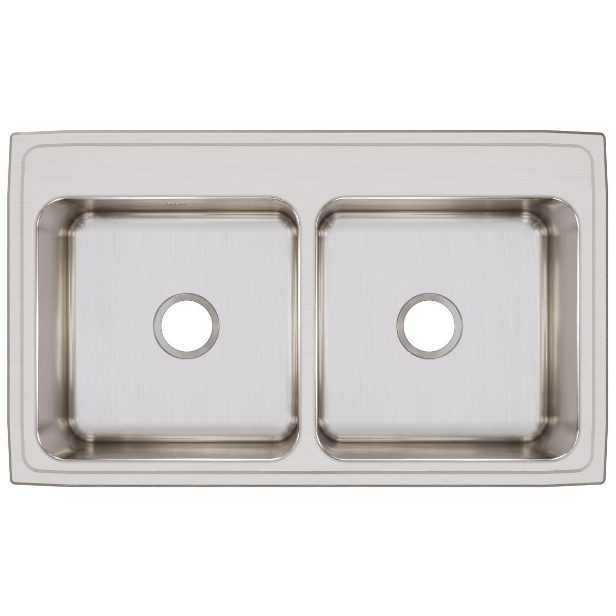 Elkay Lustertone Classic Stainless Steel 37" x 22" x 10-1/8", 0-Hole Equal Double Bowl Drop-in Sink
