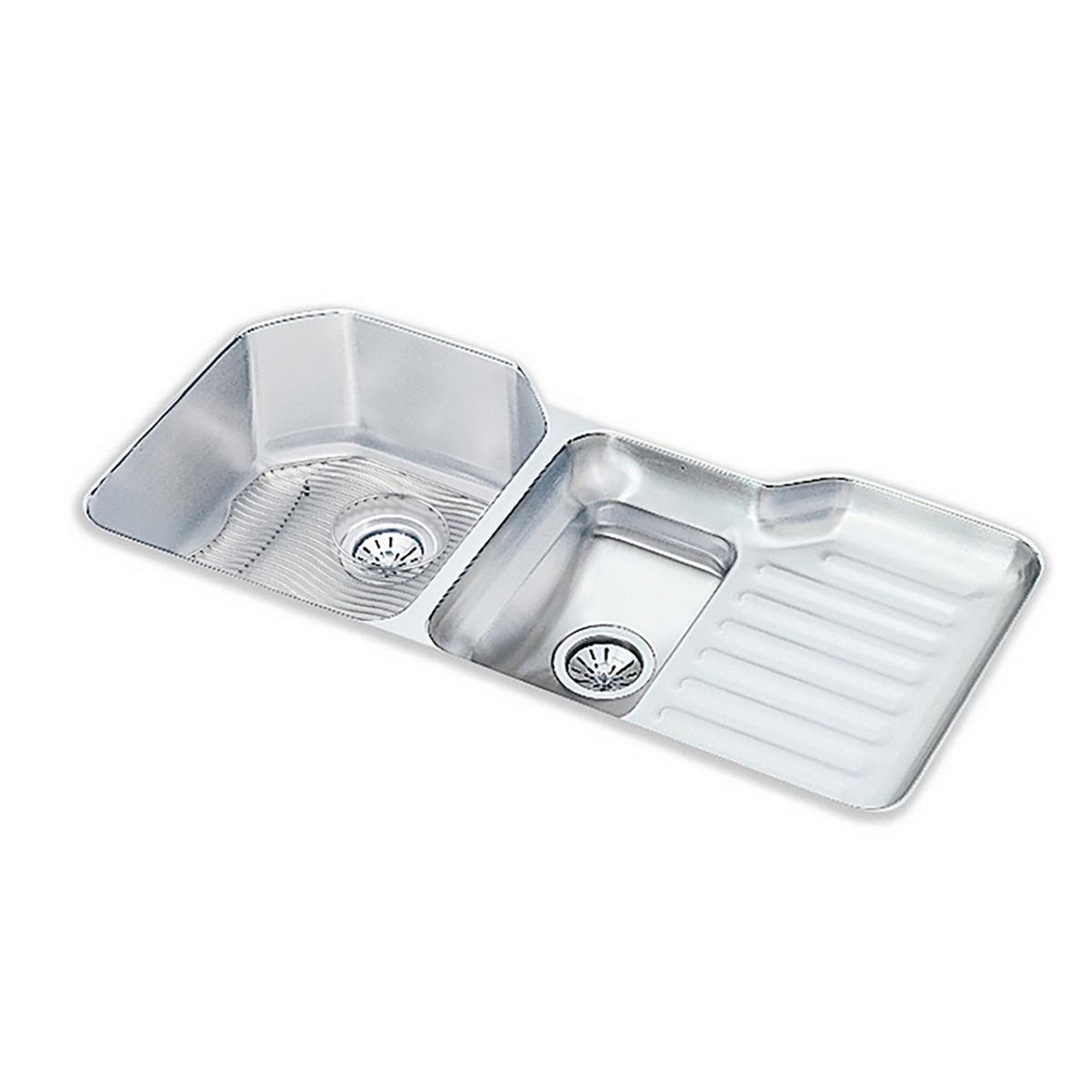 Elkay Lustertone Classic Stainless Steel 41-1/2" x 20-1/2" x 9-1/2" 40/60 Double Bowl Undermount Sink Kit