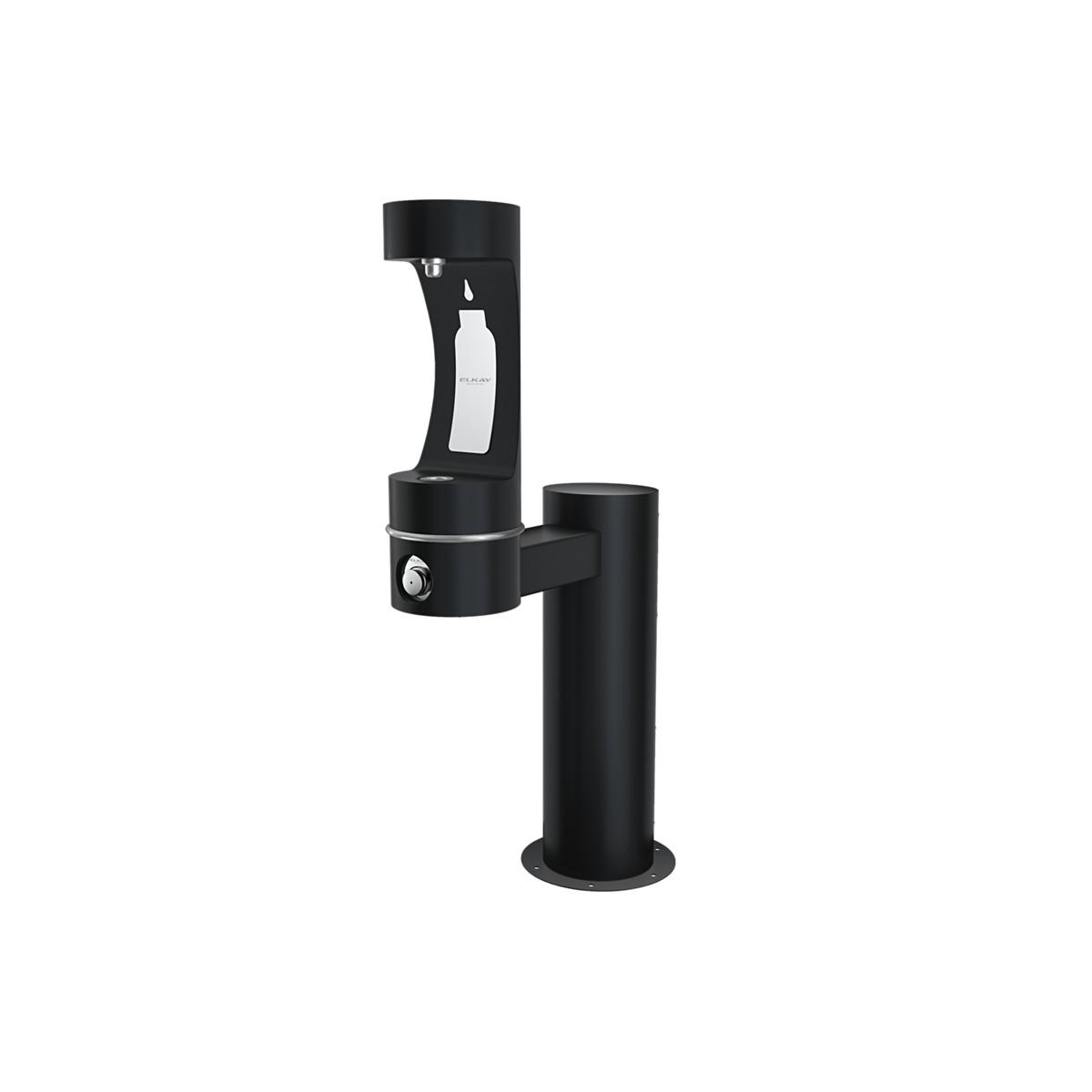 Elkay Outdoor ezH2O Bottle Filling Station Single Pedestal Non-Filtered Non-Refrigerated Freeze Resistant Black