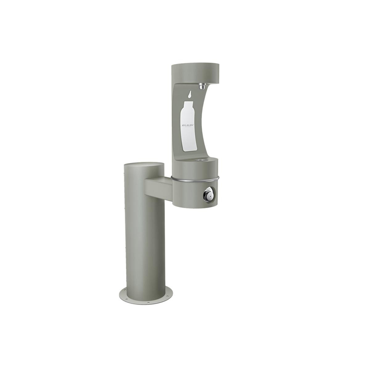 Elkay Outdoor ezH2O Bottle Filling Station Single Pedestal Non-Filtered Non-Refrigerated Freeze Resistant Gray