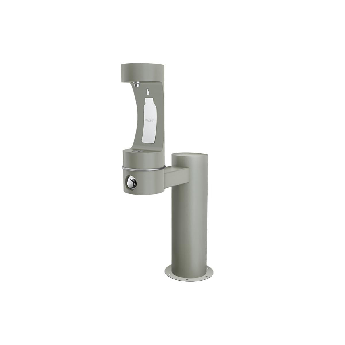Elkay Outdoor ezH2O Bottle Filling Station Single Pedestal Non-Filtered Non-Refrigerated Freeze Resistant Gray