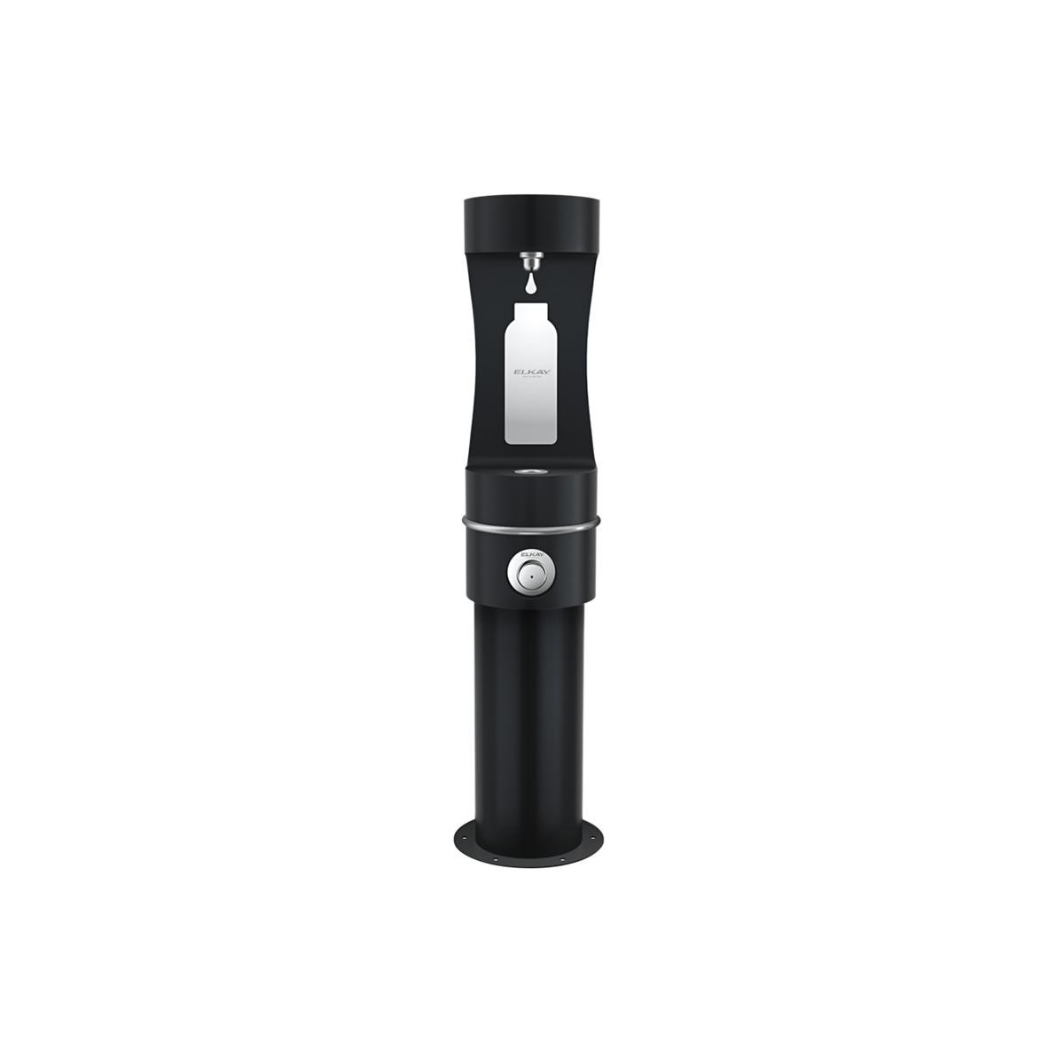 Elkay Outdoor ezH2O Lower Bottle Filling Station Bi-Level Pedestal Non-Filtered Non-Refrigerated Black