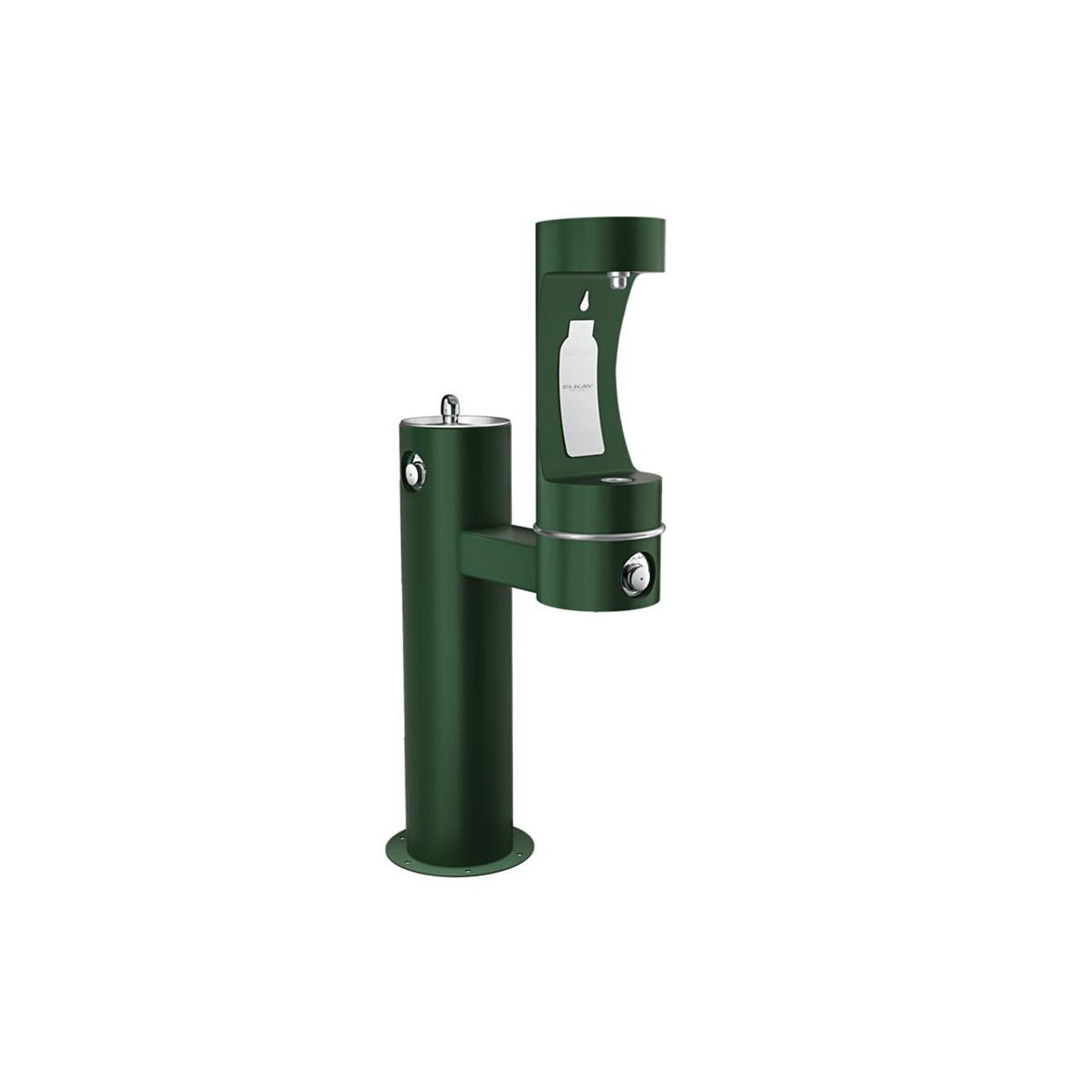 Elkay Outdoor ezH2O Lower Bottle Filling Station Bi-Level Pedestal Non-Filtered Non-Refrigerated Evergreen