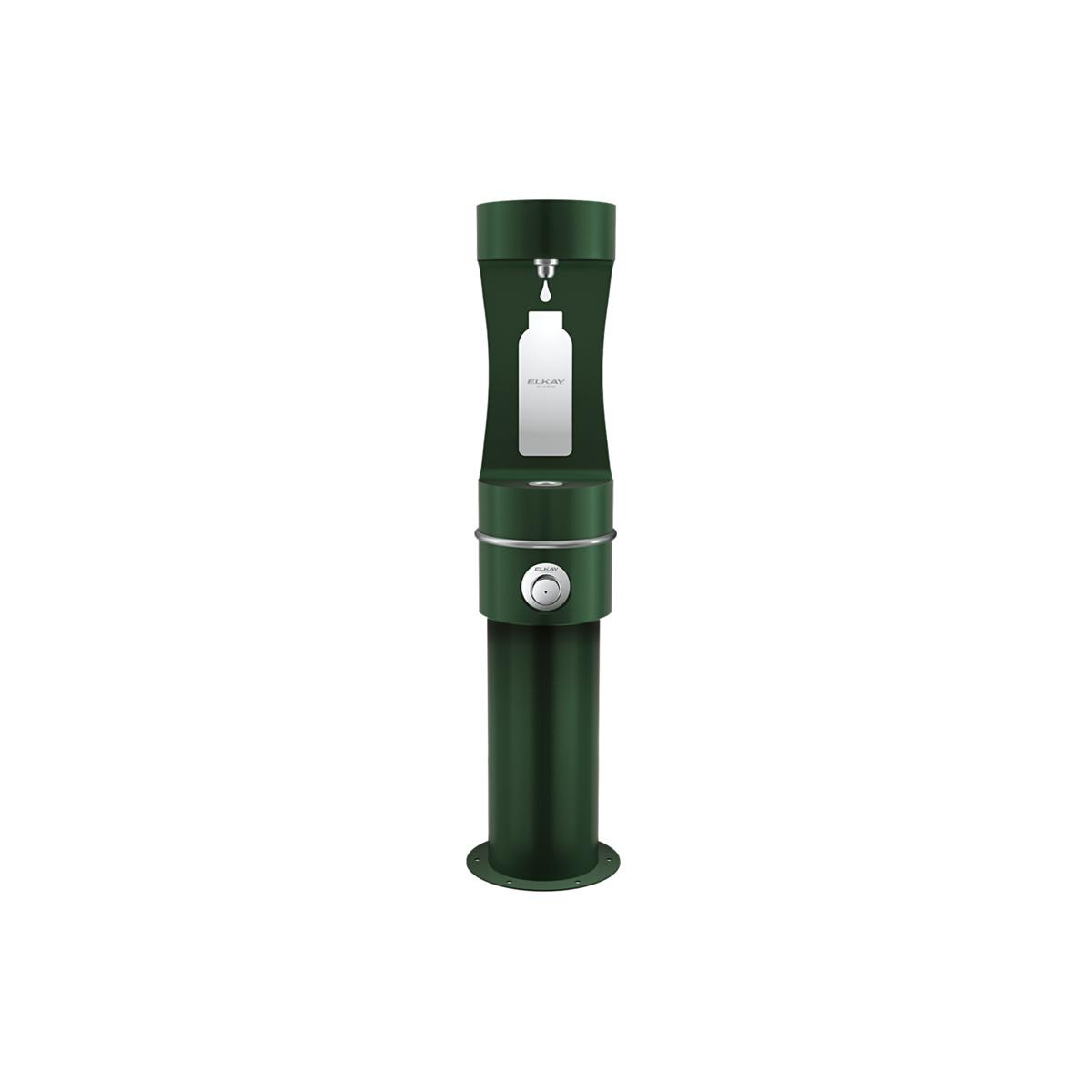 Elkay Outdoor ezH2O Lower Bottle Filling Station Bi-Level Pedestal Non-Filtered Non-Refrigerated Evergreen
