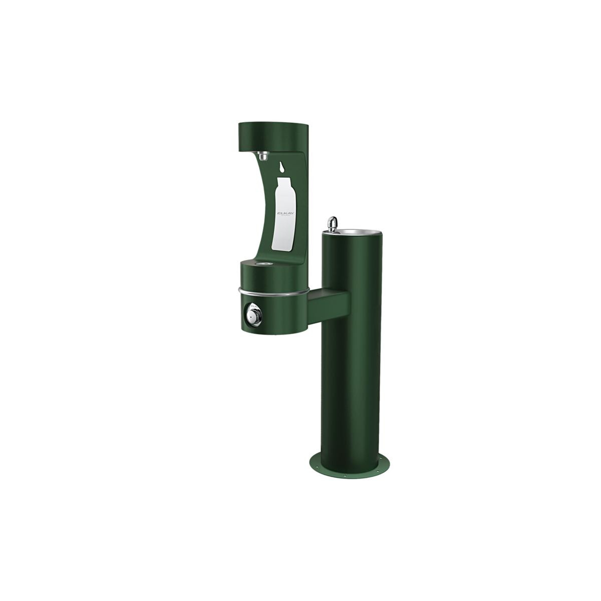 Elkay Outdoor ezH2O Lower Bottle Filling Station Bi-Level Pedestal Non-Filtered Non-Refrigerated Evergreen