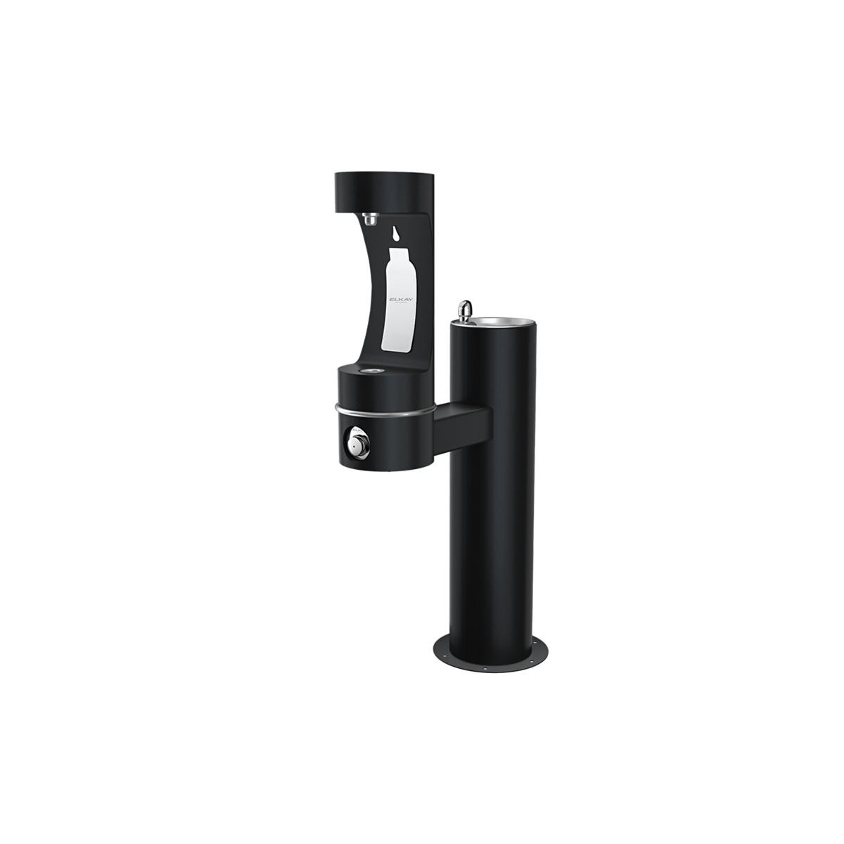 Elkay Outdoor ezH2O Lower Bottle Filling Station Bi-Level Pedestal Non-Filtered Non-Refrigerated Freeze Resistant Black