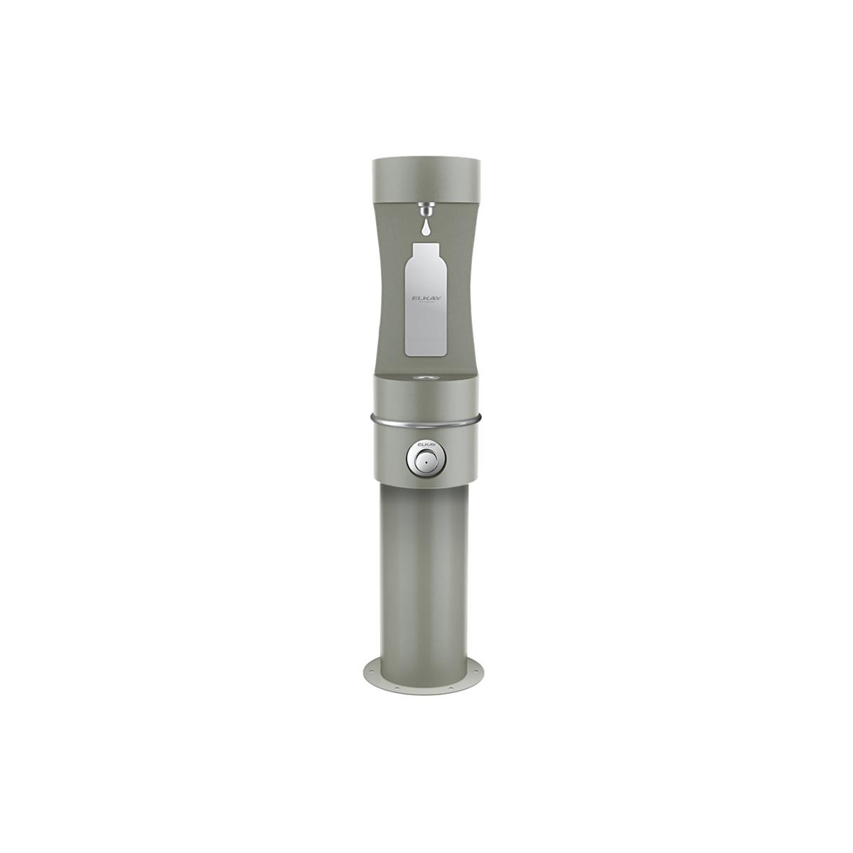 Elkay Outdoor ezH2O Lower Bottle Filling Station Bi-Level Pedestal Non-Filtered Non-Refrigerated Freeze Resistant Gray