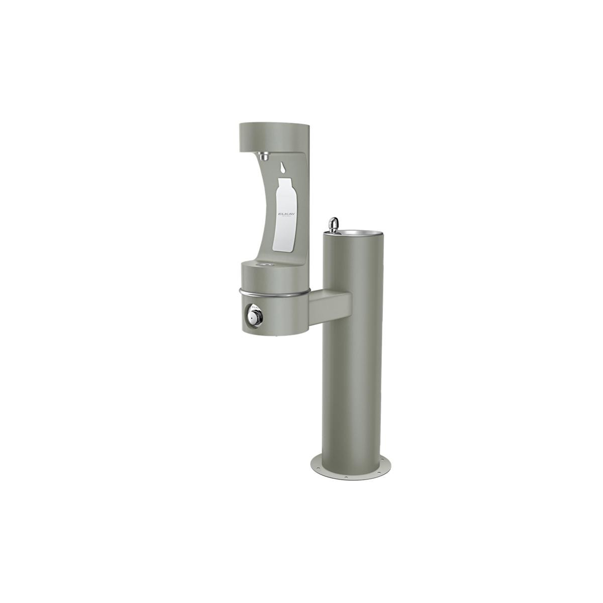 Elkay Outdoor ezH2O Lower Bottle Filling Station Bi-Level Pedestal Non-Filtered Non-Refrigerated Freeze Resistant Gray