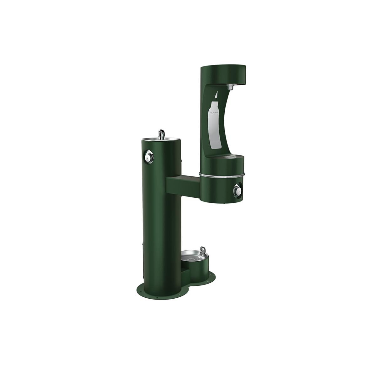 Elkay Outdoor ezH2O Lower Bottle Filling Station Bi-Level Pedestal with Pet Station NonFilter NonRefrige FreezeResist Evergreen
