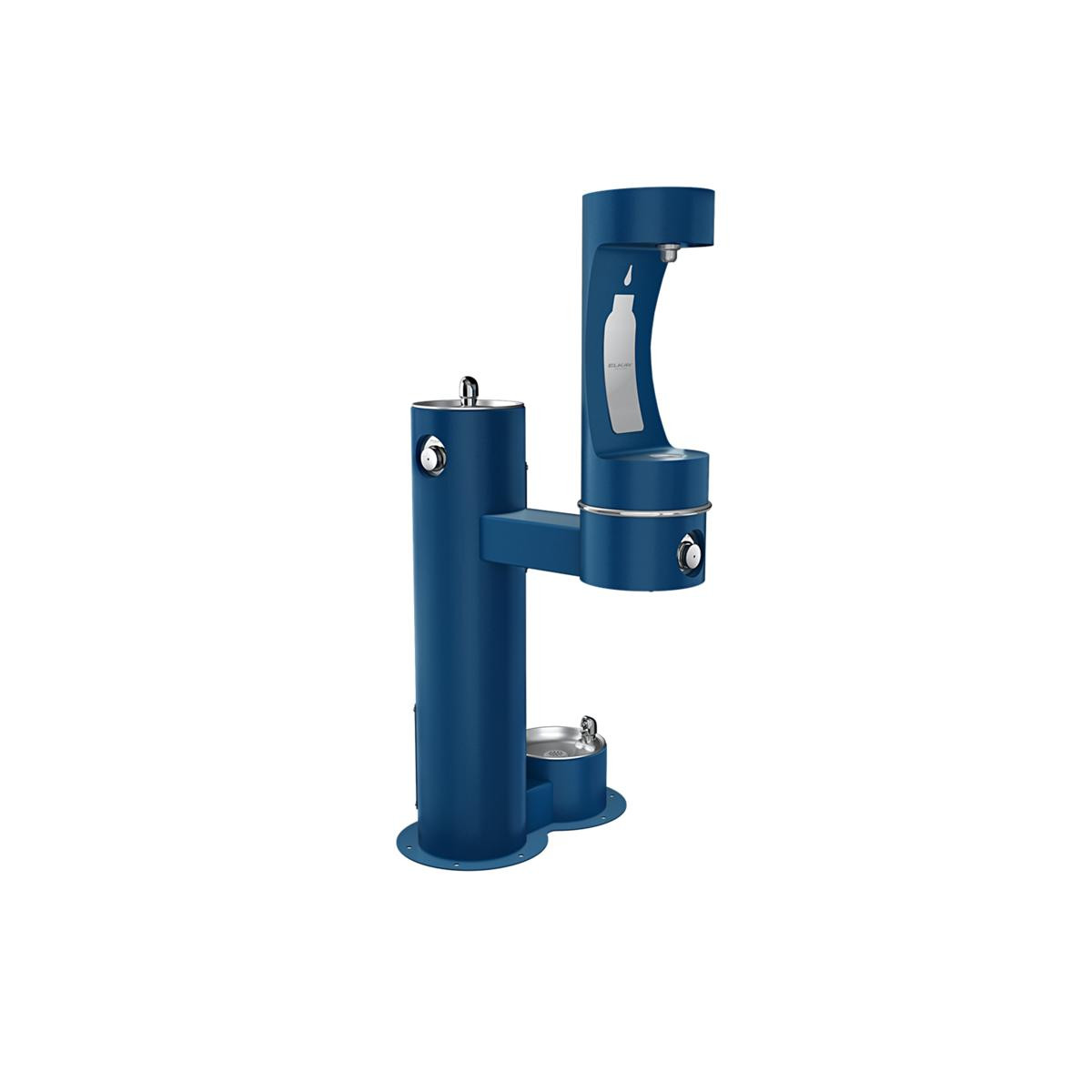 Elkay Outdoor ezH2O Lower Bottle Filling Station Bi-Level Pedestal with Pet Station Non-Filtered Non-Refrigerated Blue