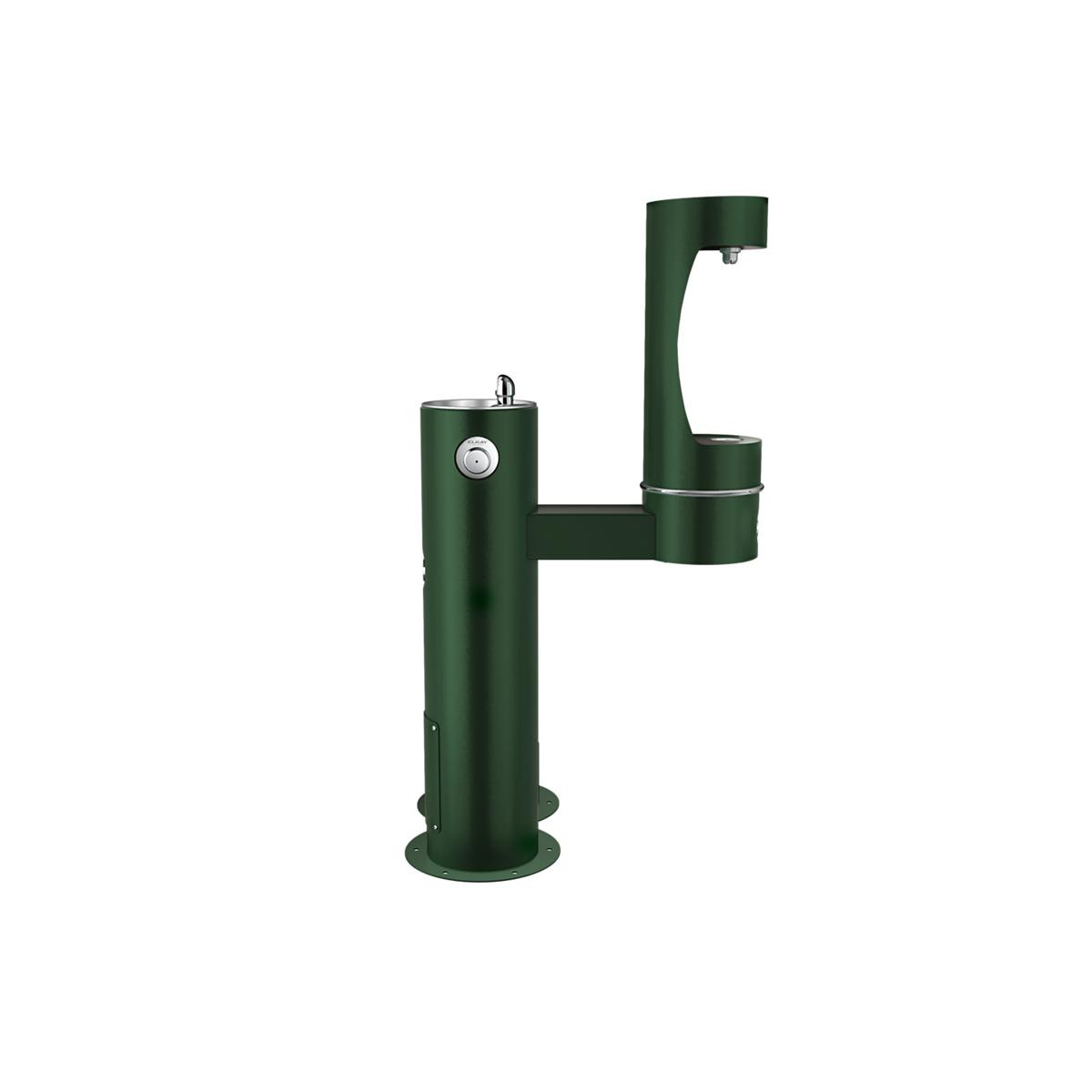 Elkay Outdoor ezH2O Lower Bottle Filling Station Bi-Level Pedestal with Pet Station Non-Filtered Non-Refrigerated Evergreen