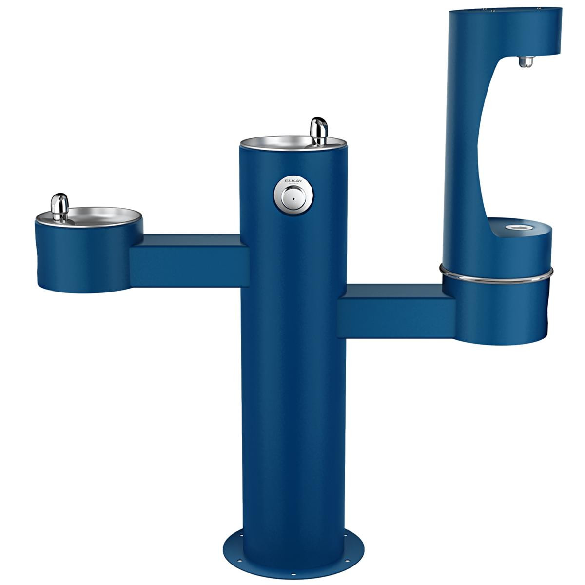 Elkay Outdoor ezH2O Lower Bottle Filling Station Tri-Level Pedestal Non-Filtered Non-Refrigerated Blue