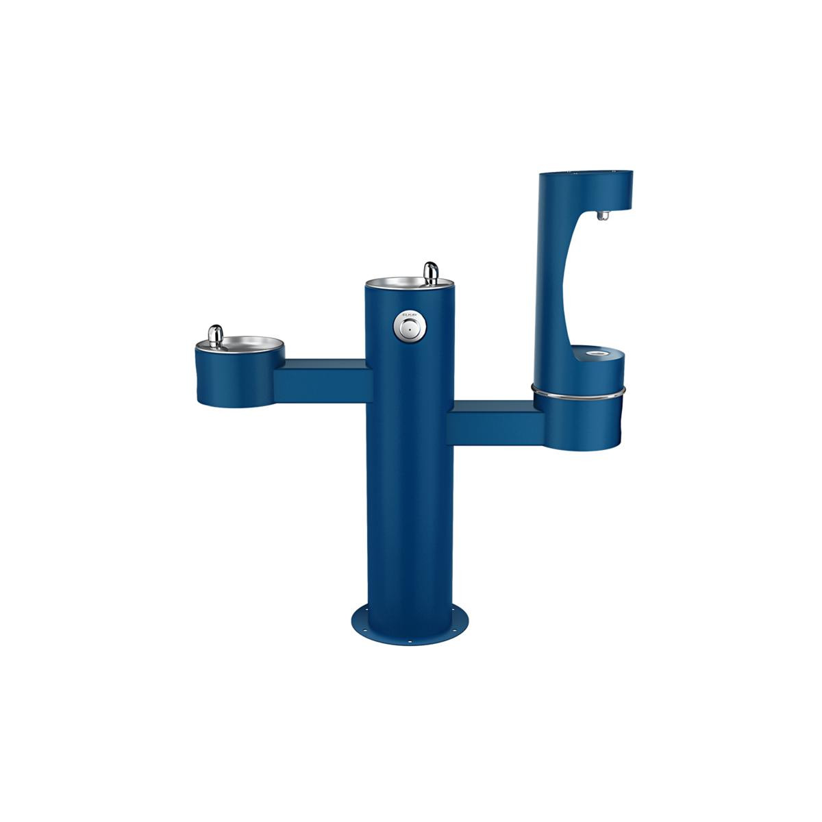 Elkay Outdoor ezH2O Lower Bottle Filling Station Tri-Level Pedestal Non-Filtered Non-Refrigerated FR Blue