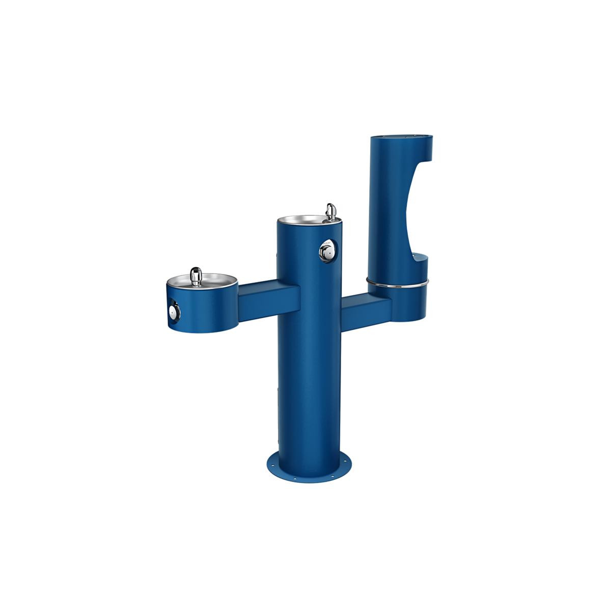 Elkay Outdoor ezH2O Lower Bottle Filling Station Tri-Level Pedestal Non-Filtered Non-Refrigerated FR Blue