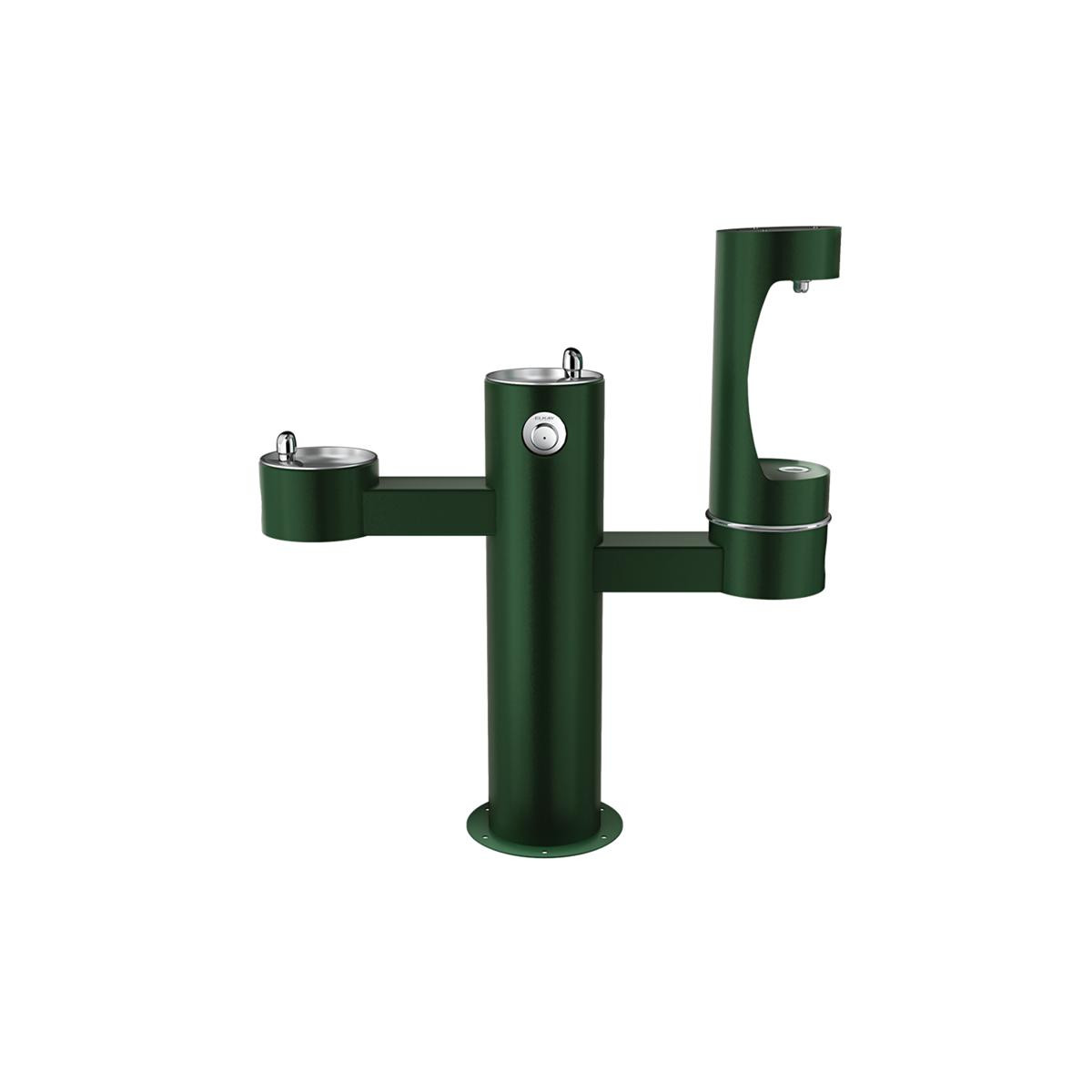 Elkay Outdoor ezH2O Lower Bottle Filling Station Tri-Level Pedestal Non-Filtered Non-Refrigerated FR Evergreen