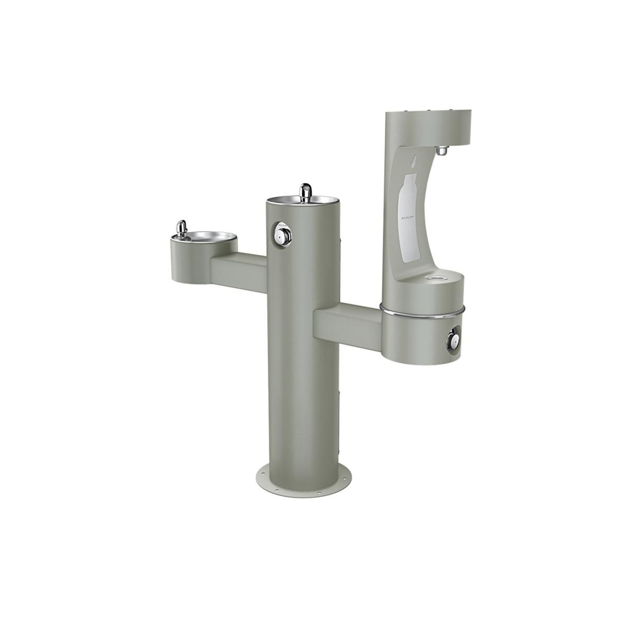 Elkay Outdoor ezH2O Lower Bottle Filling Station Tri-Level Pedestal Non-Filtered Non-Refrigerated Gray