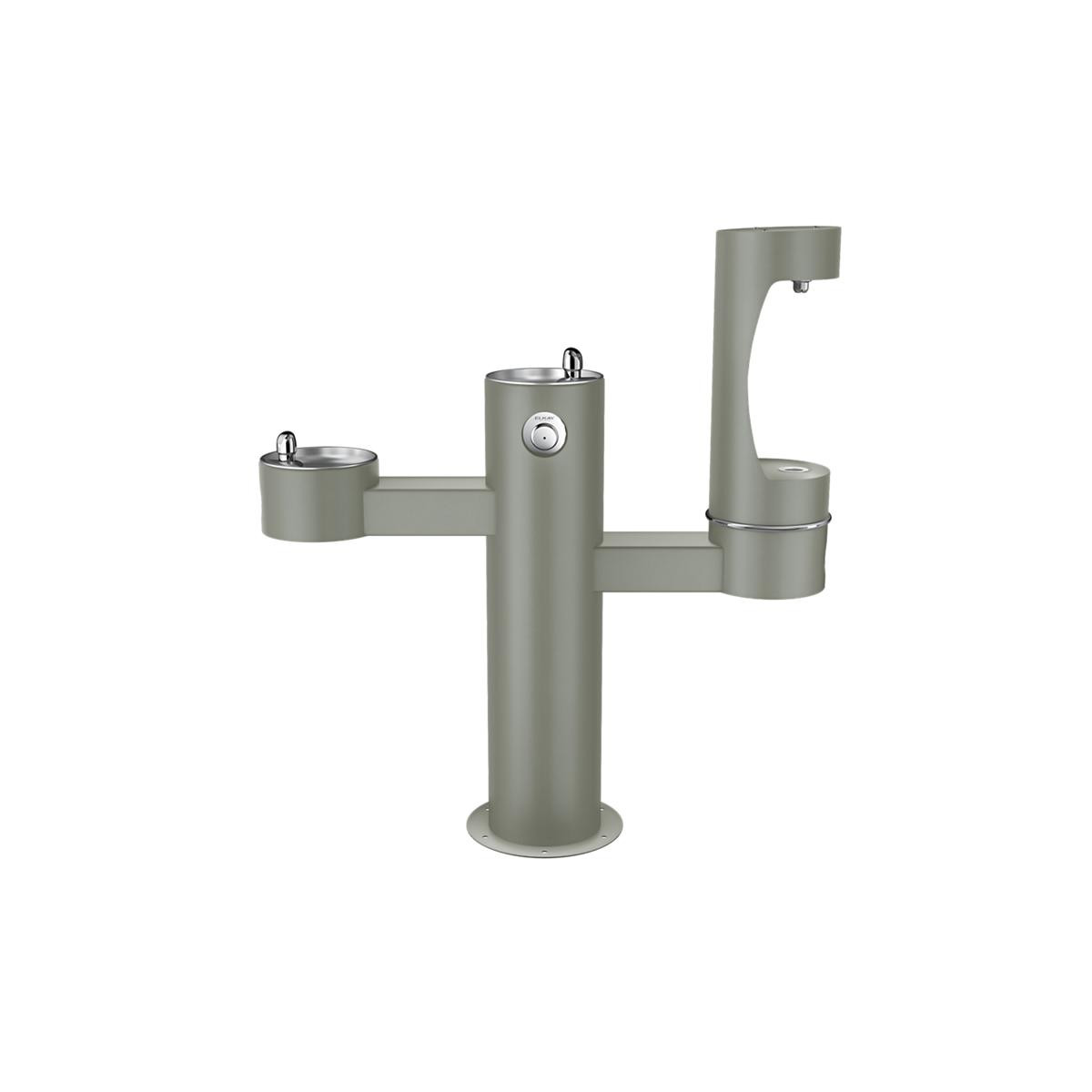 Elkay Outdoor ezH2O Lower Bottle Filling Station Tri-Level Pedestal Non-Filtered Non-Refrigerated Gray